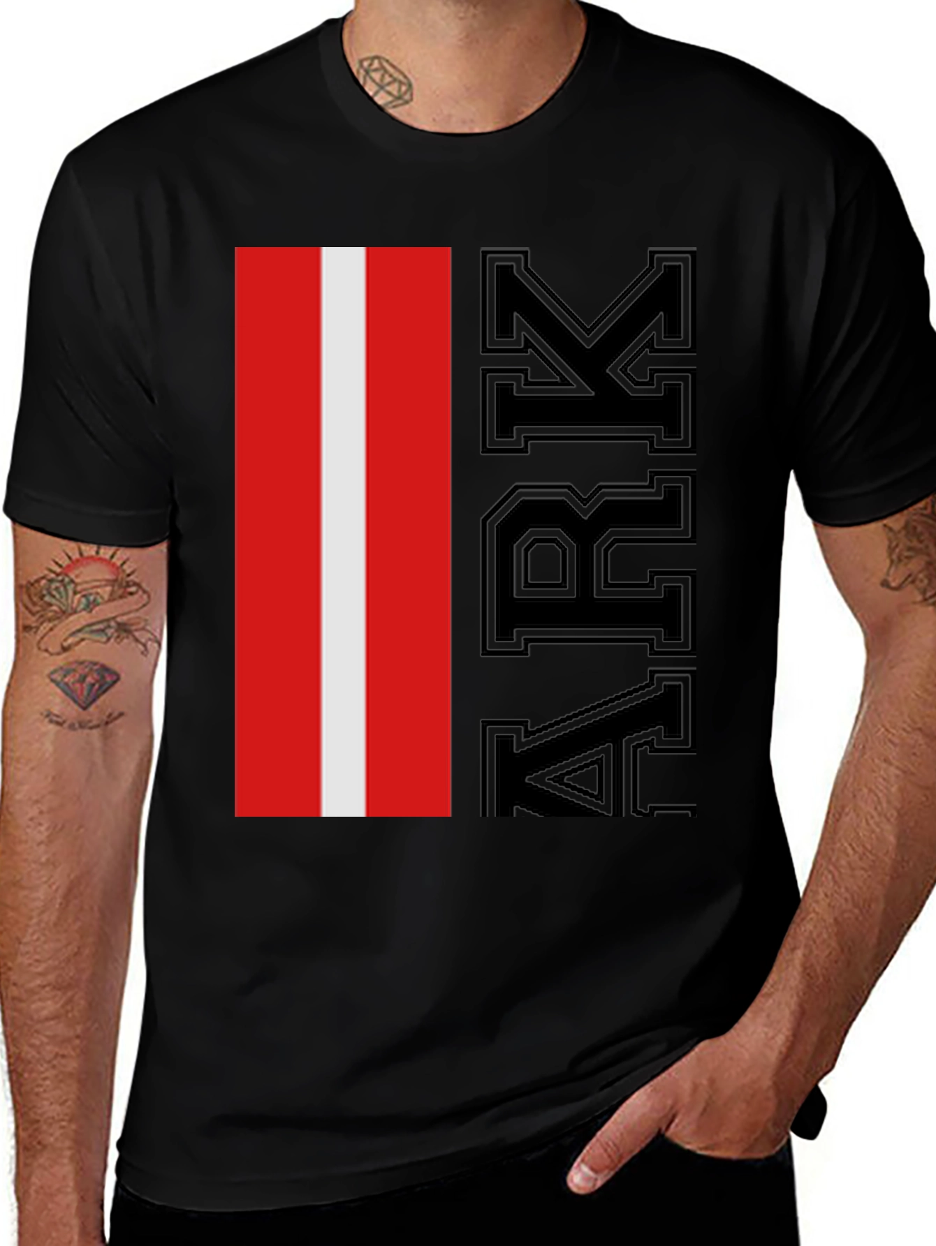 Variant 3 of ARK Red & White Stripe Graphic T-Shirt
