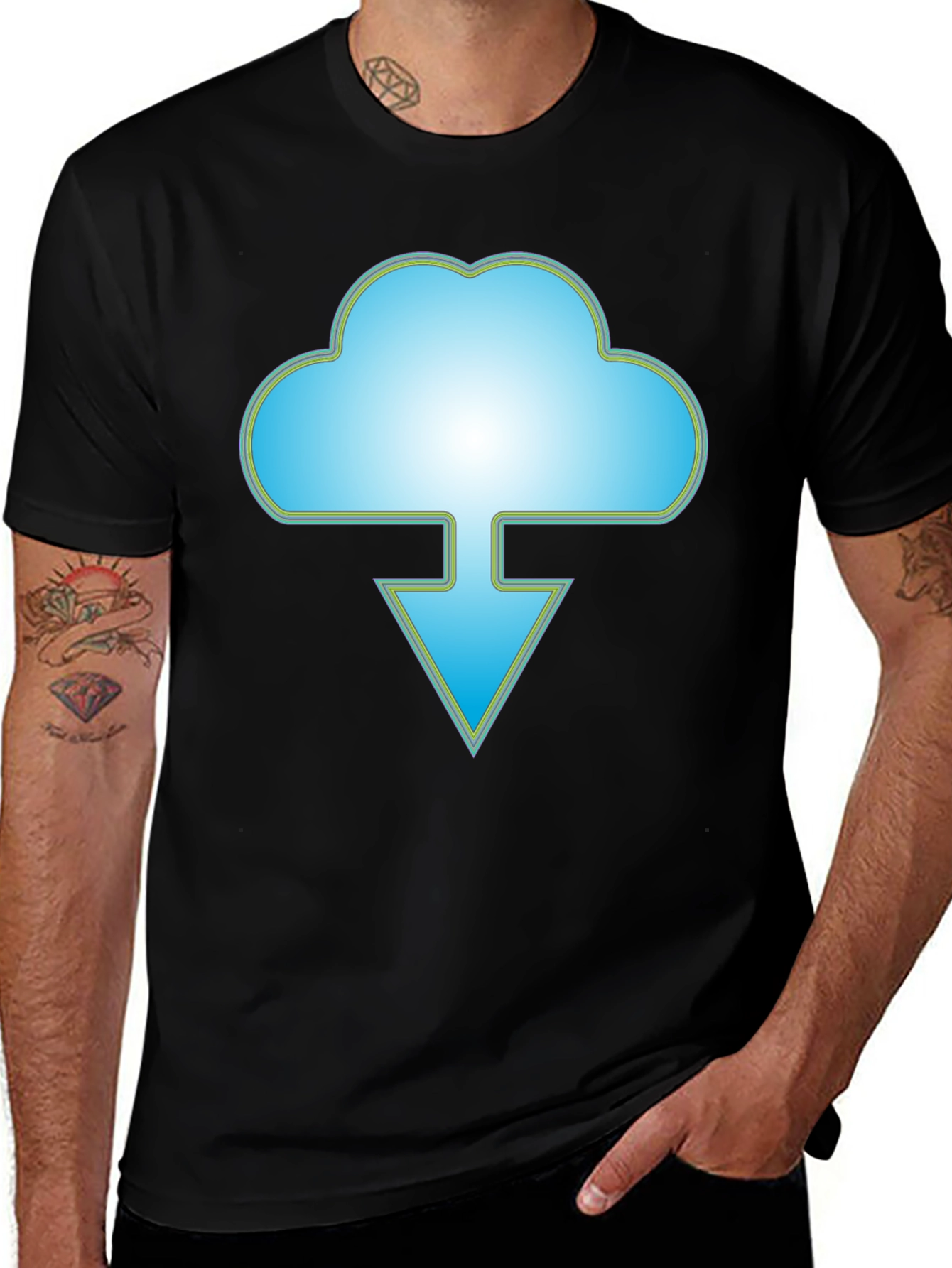 Cloud Download Graphic Black T-Shirt