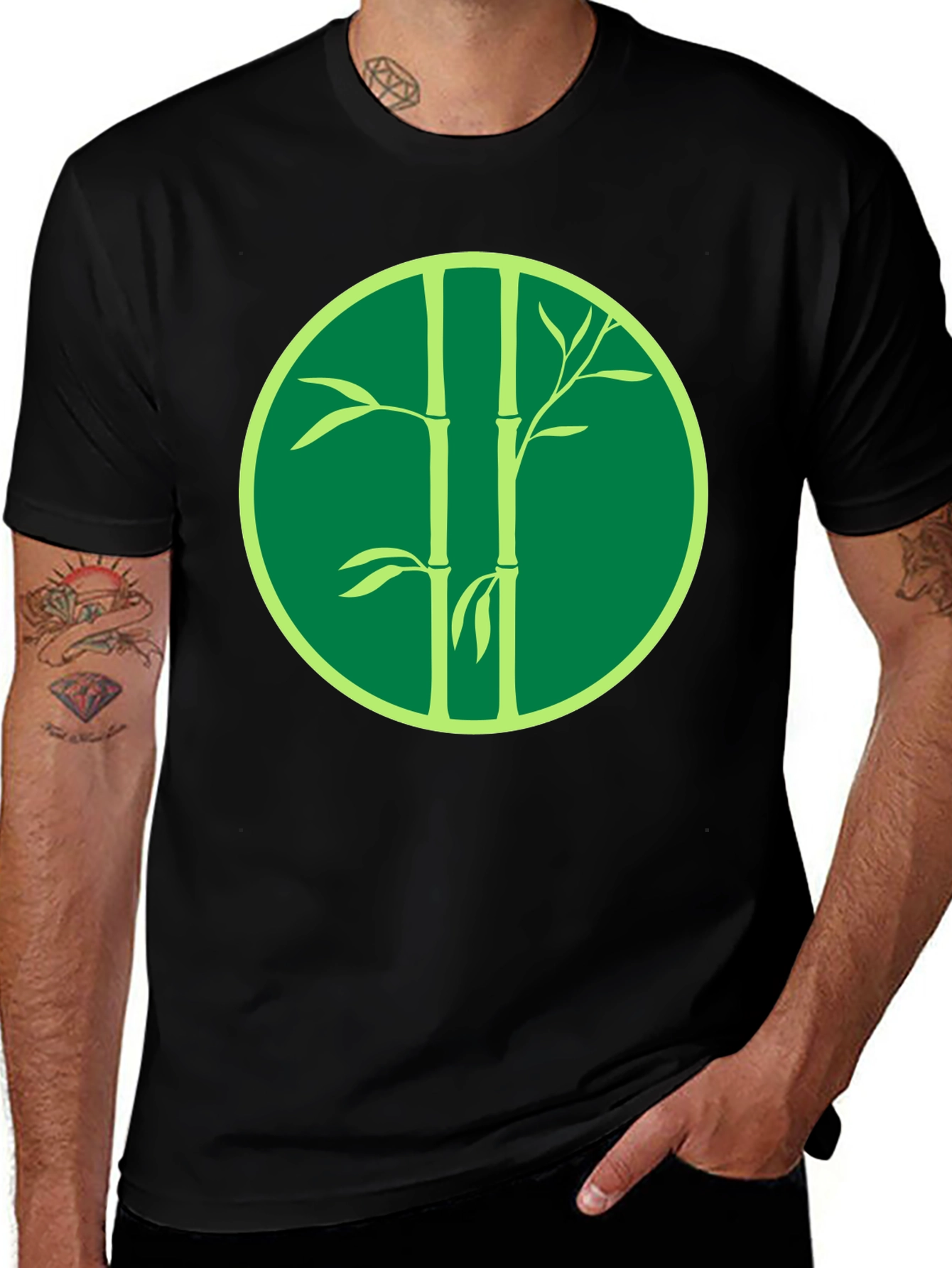 Variant 17 of Bamboo Circle Graphic T-Shirt - Black