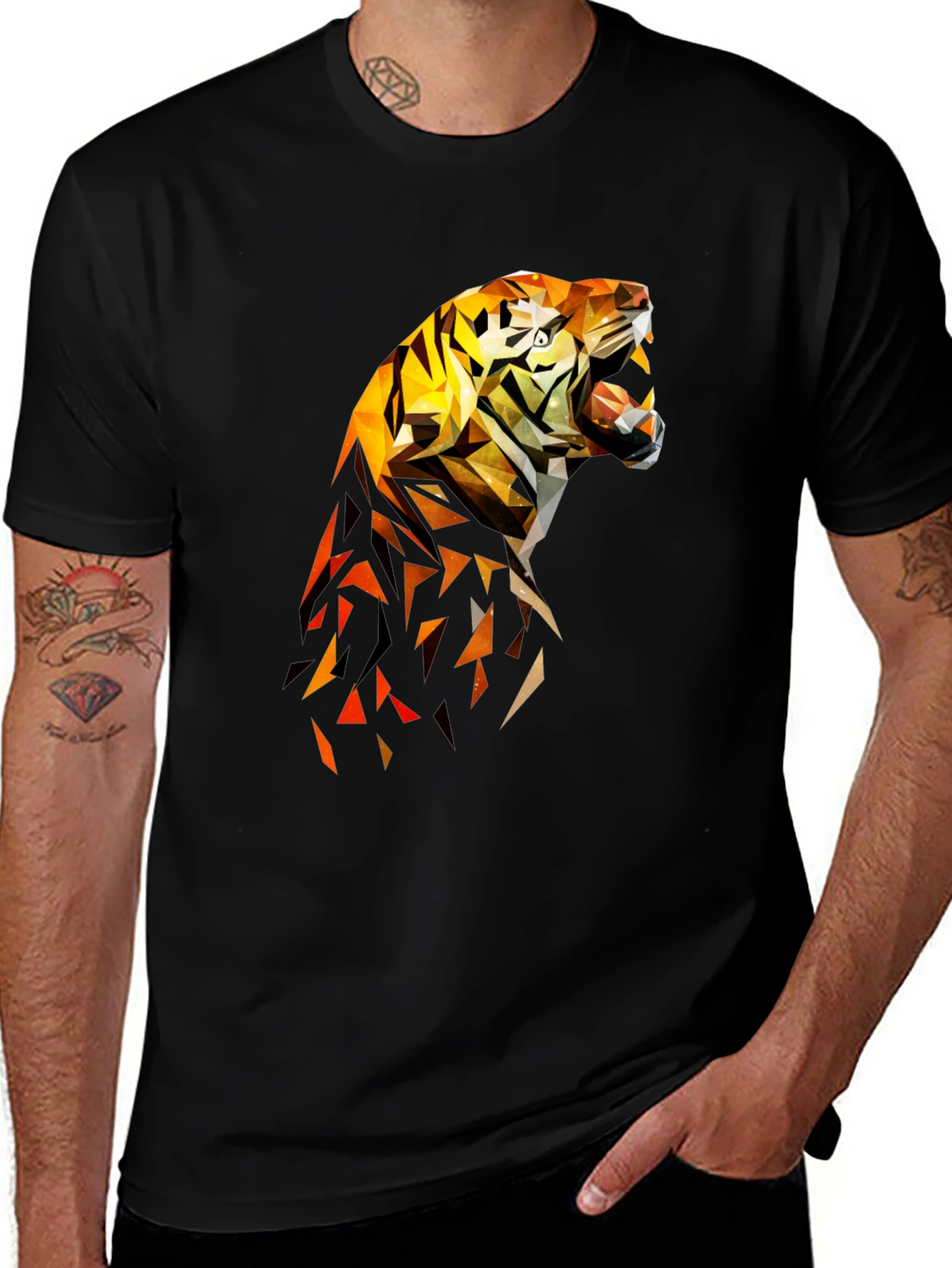 Variant 9 of Geometric Tiger Graphic Tee - Cool Design Shirt