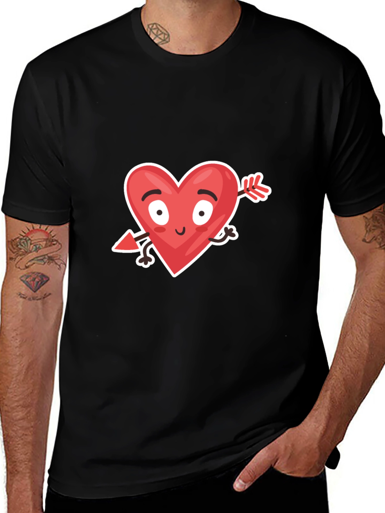 Variant 16 of Funny Valentine's Day Heart Arrow Black T-Shirt