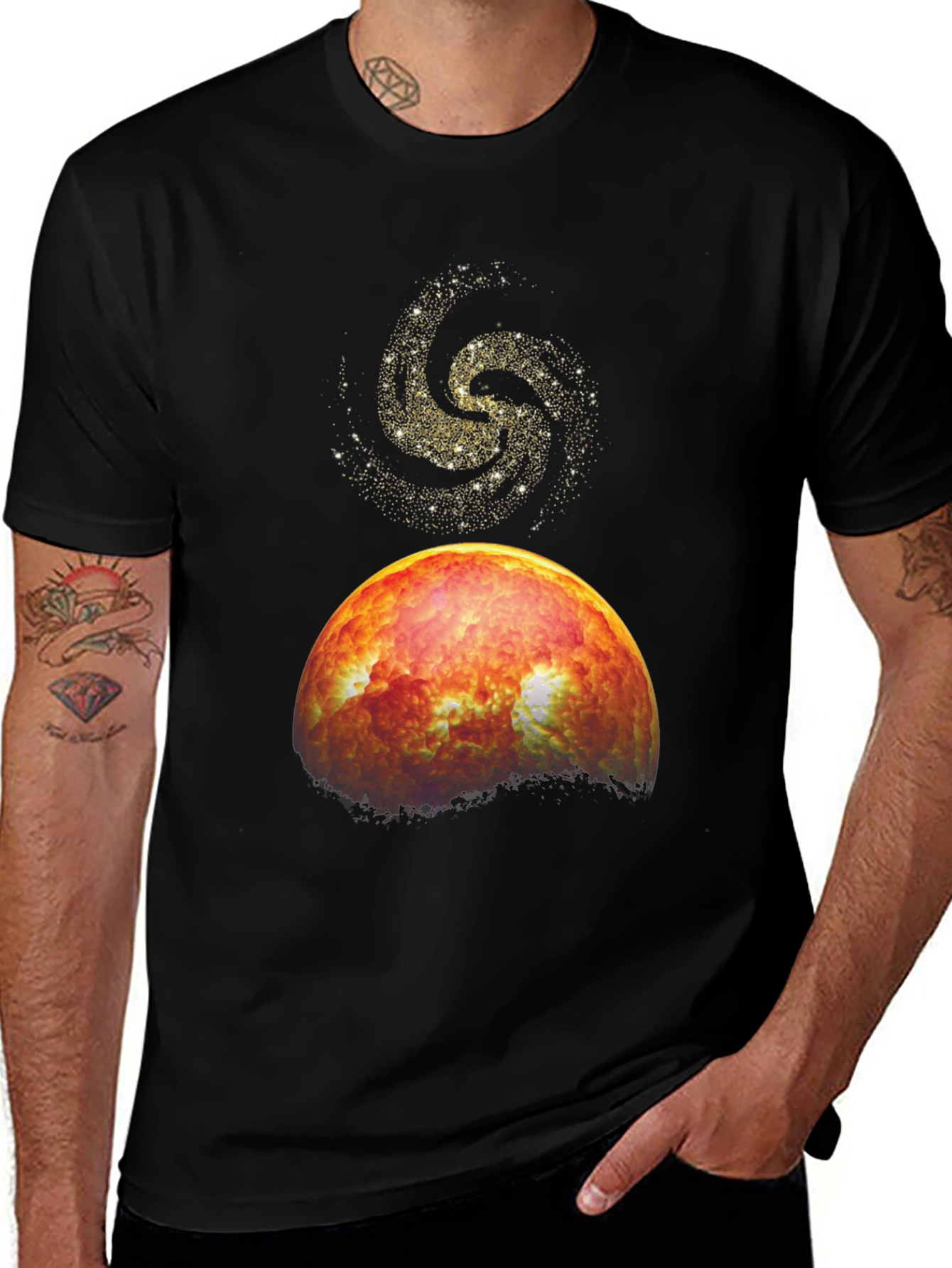 Variant 22 of Cosmic Galaxy Graphic Tee - Black Cotton Blend