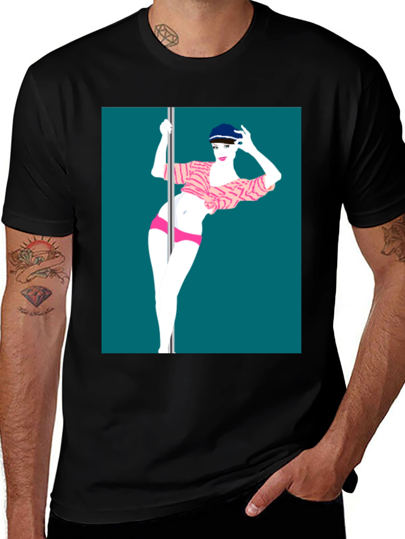 Variant 27 of Stylish Tee Featuring Pole Dance Art