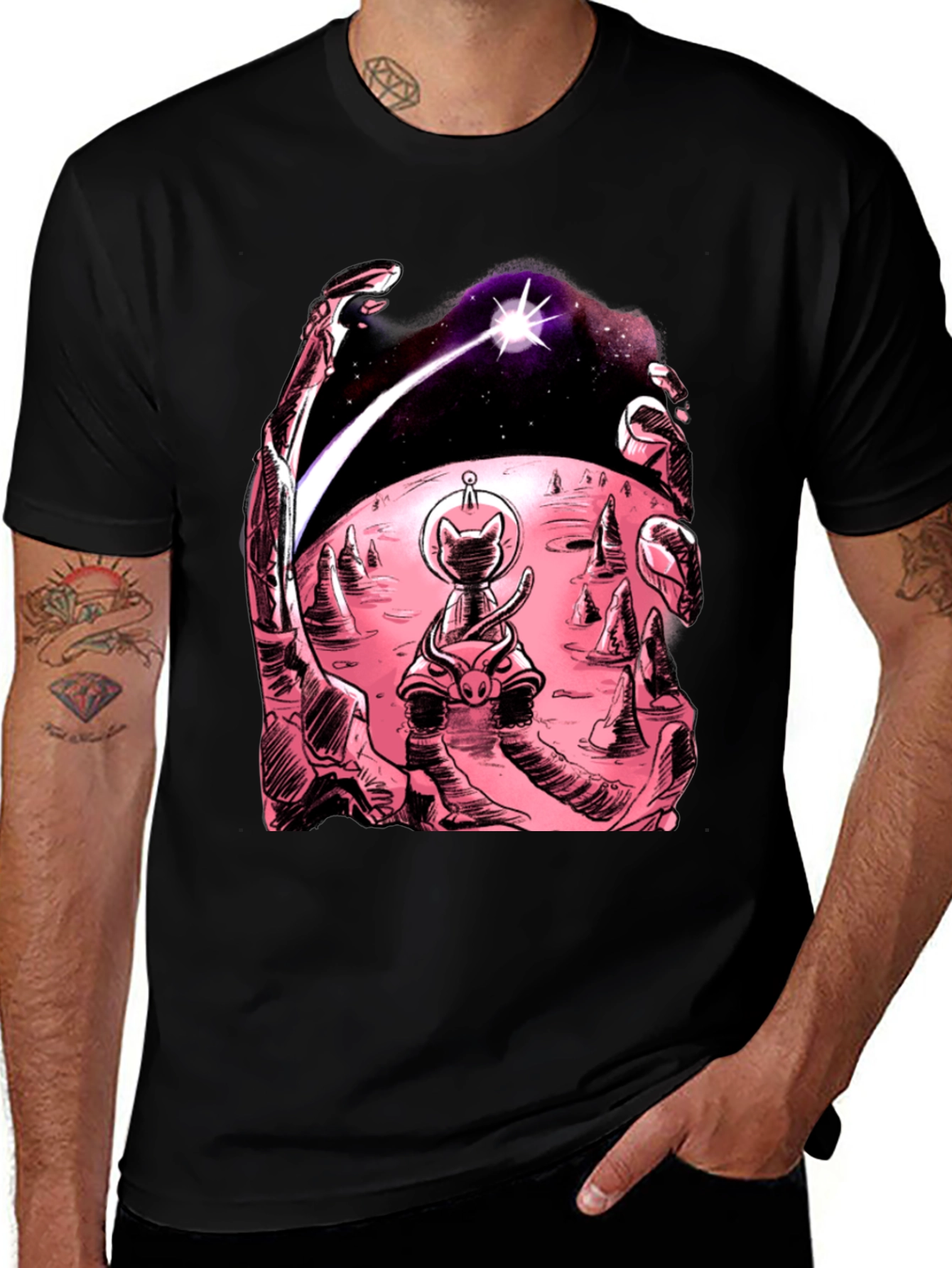 Variant 6 of Cosmic Cat T-Shirt: Space Adventure Tee