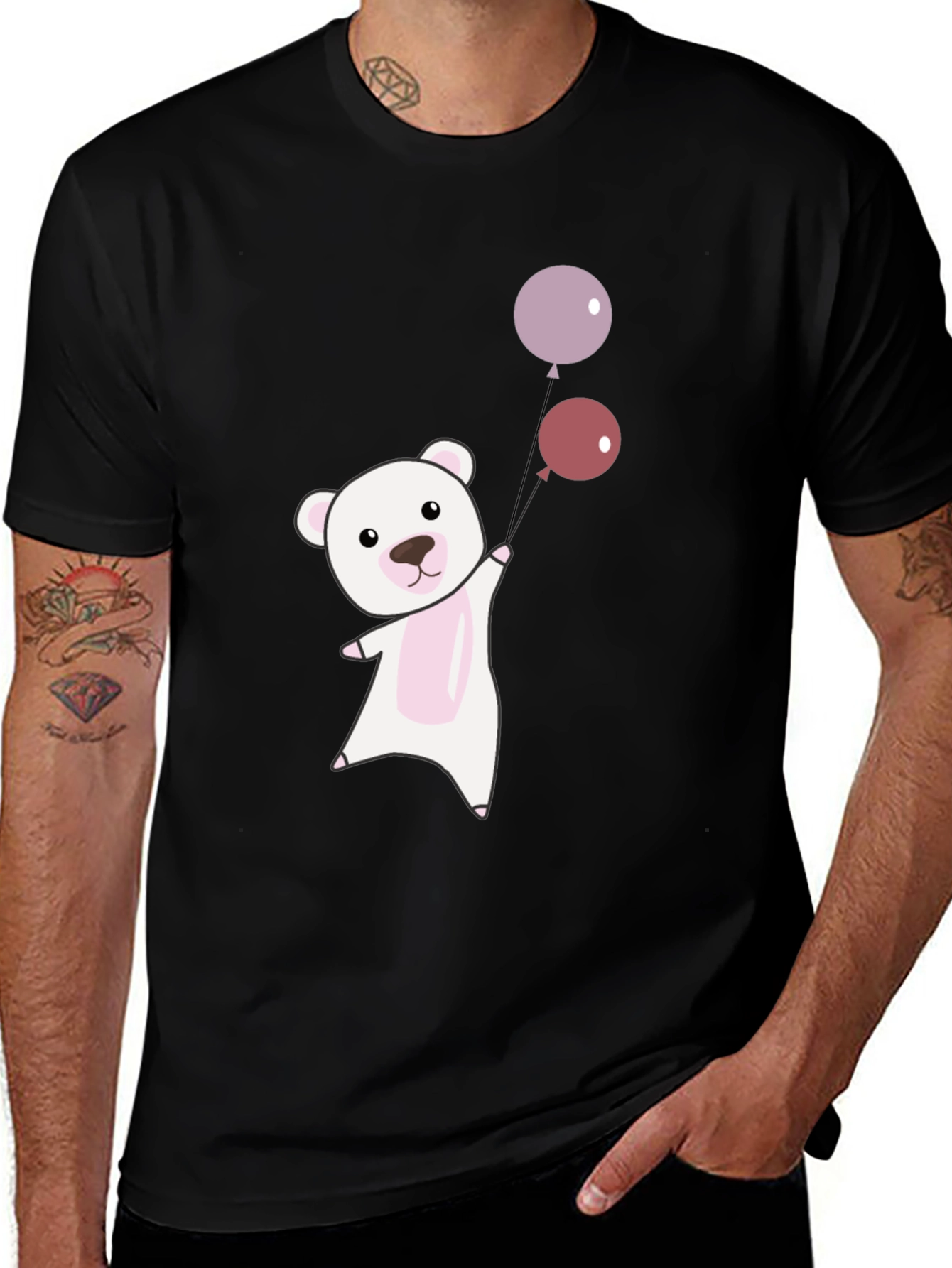 Variant 25 of Cute Bear with Balloons Graphic Tee - Soft Cotton Comfort