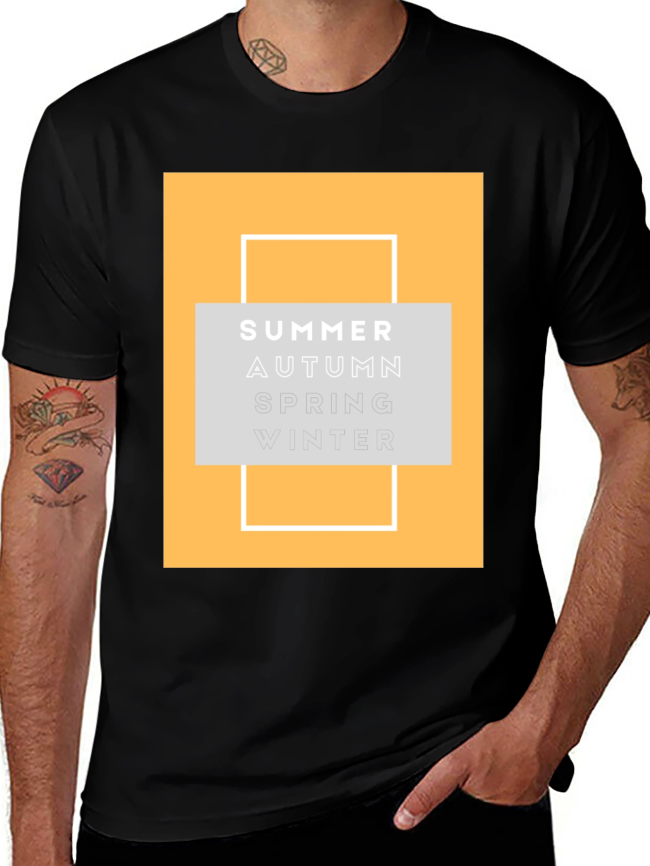 Variant 11 of Seasons Graphic Tee - Stylish Black T-Shirt