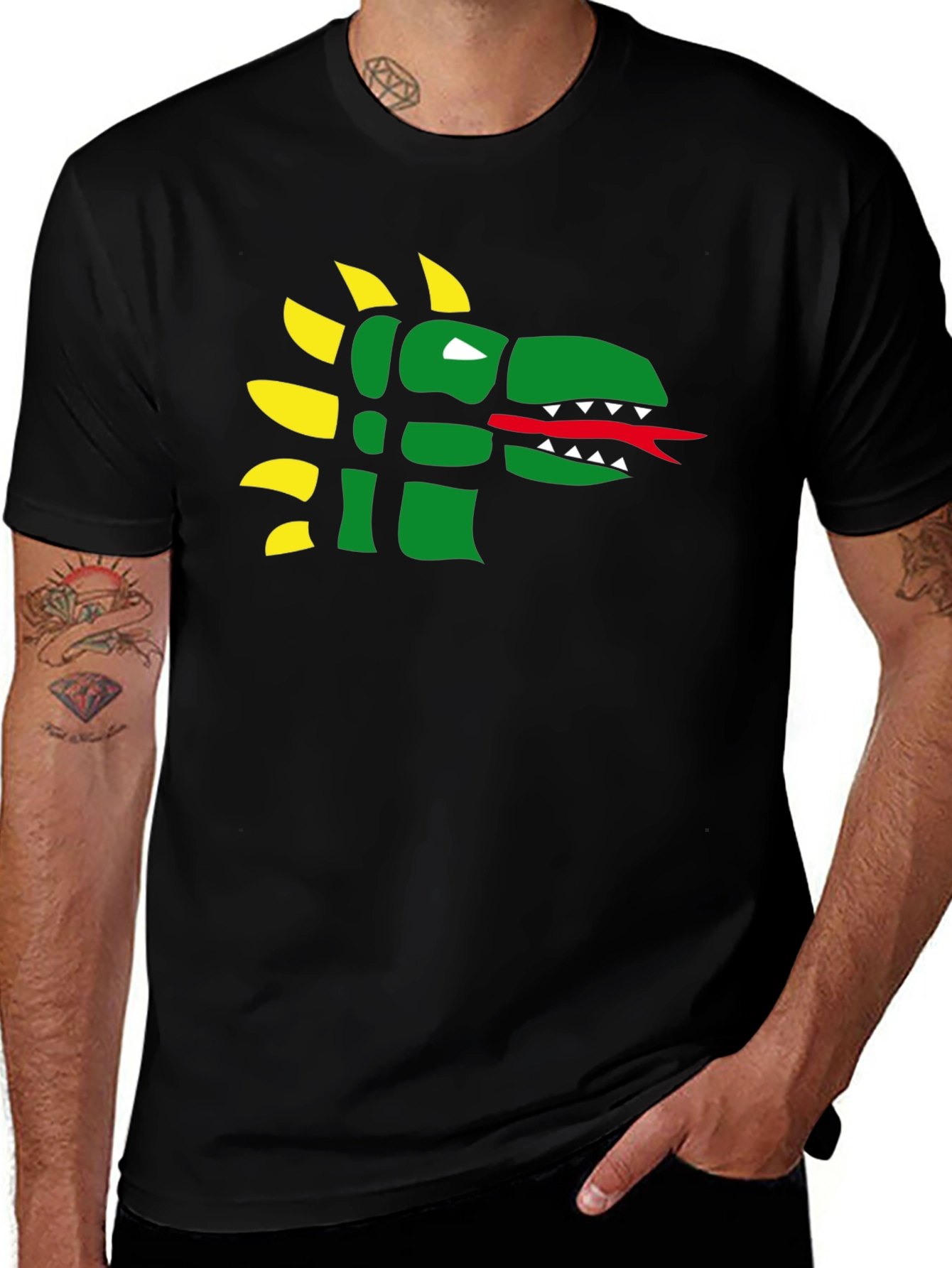 Variant 30 of Dragon Graphic Tee - Black Cotton T-Shirt