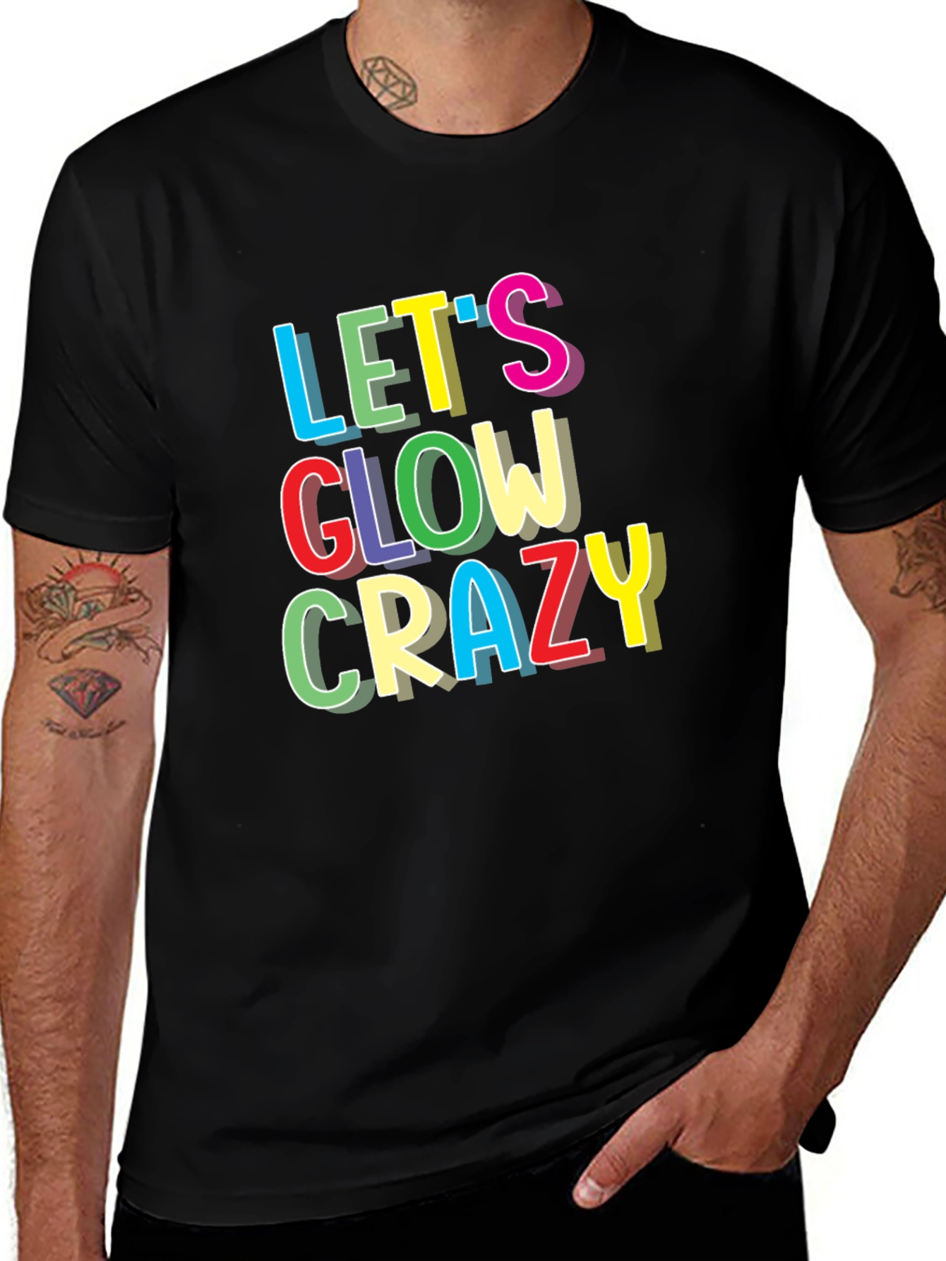Let's Glow Crazy Graphic T-Shirt - Black