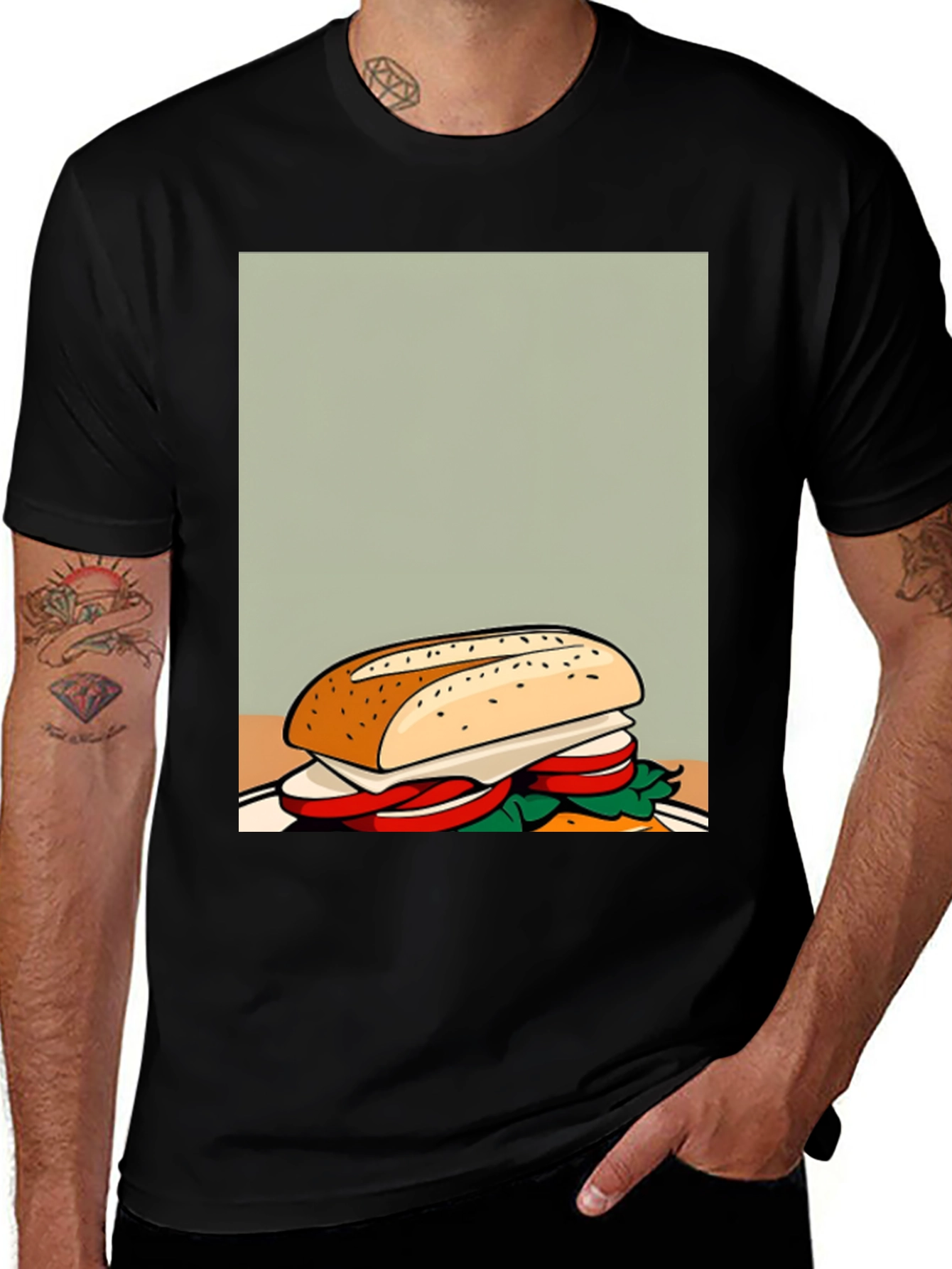 Variant 28 of Sandwich Graphic Tee - Unisex Casual Black T-Shirt