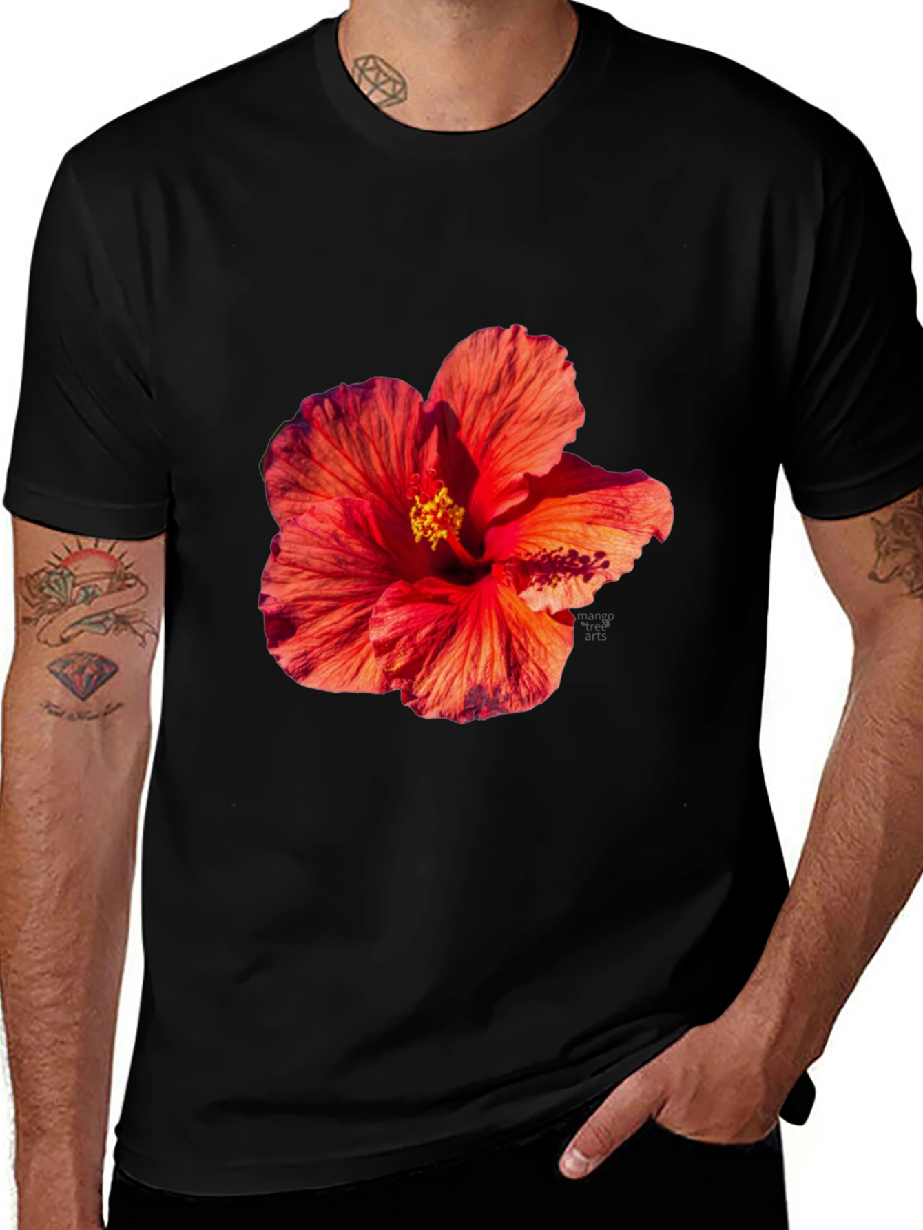 Variant 14 of Floral Print Tee - Tropical Hibiscus T-Shirt