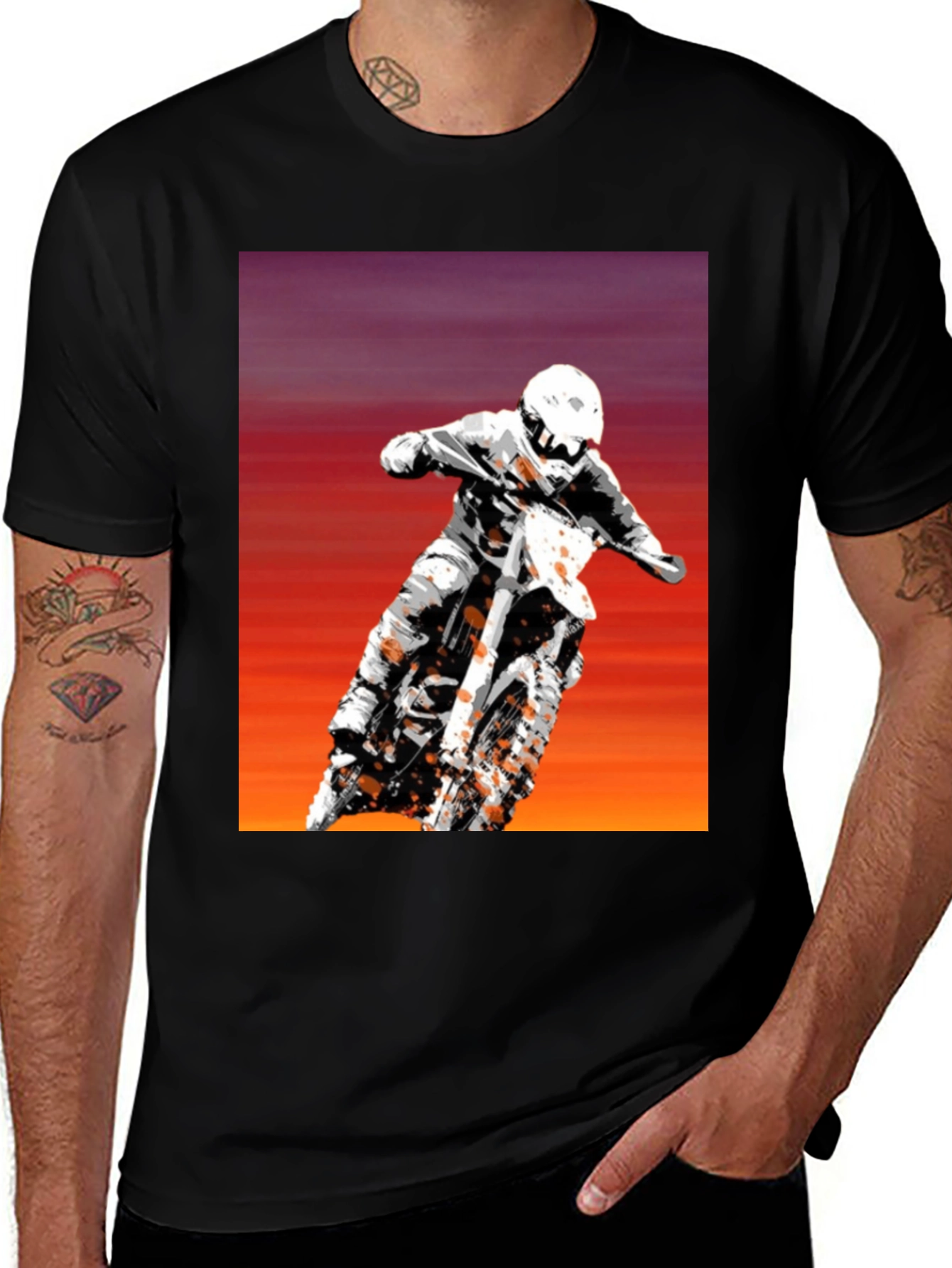 Variant 20 of Motocross Rider Graphic Tee - Black