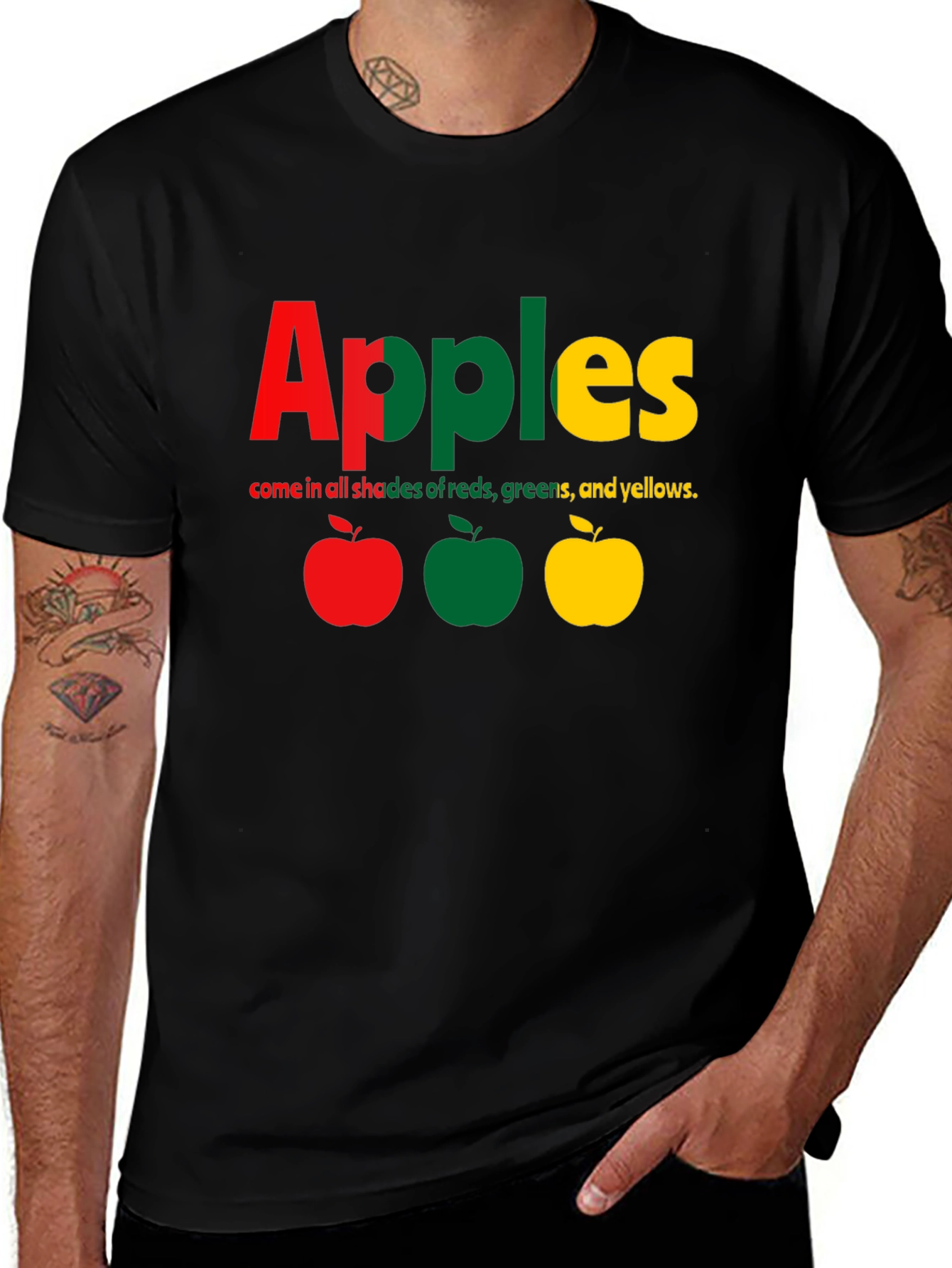 Variant 25 of Apples Shades Tee - Red, Green, Yellow Apple T-Shirt