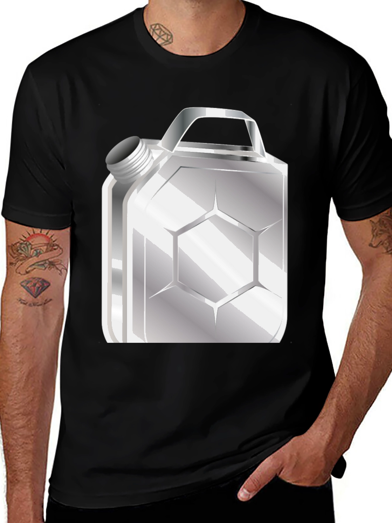 Variant 11 of Metallic Gas Can Design Black T-Shirt