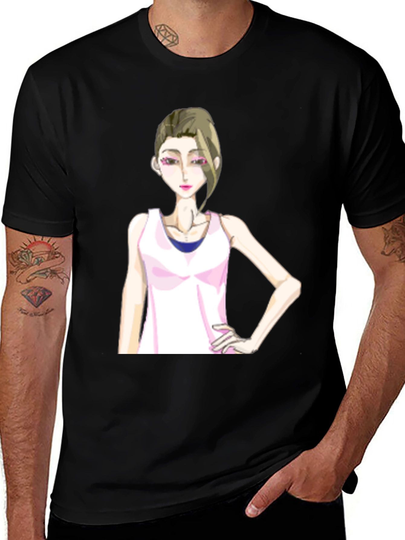 Variant 26 of Anime Girl Graphic Tee - Trendy Black T-Shirt