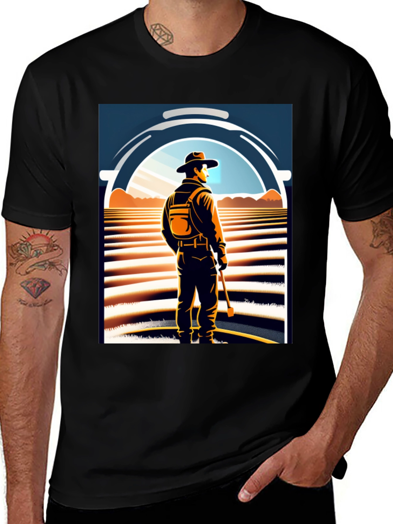 Variant 11 of Graphic Tee: Cowboy Horizon Black T-Shirt