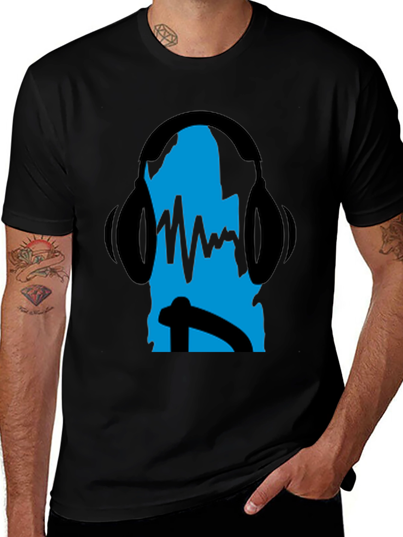 Variant 11 of Cool DJ Headphones Black T-Shirt