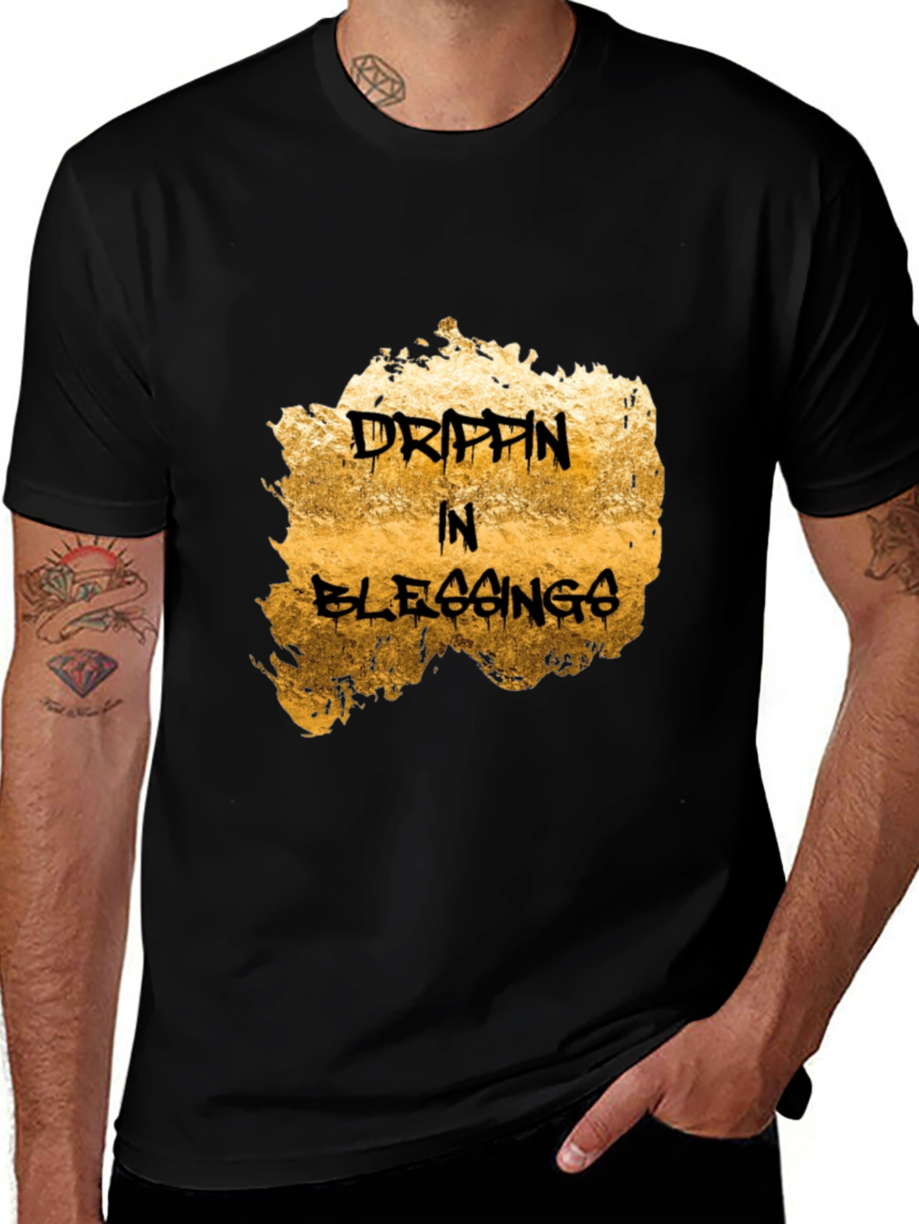 Variant 28 of Drippin' in Blessings Graphic Tee - Black