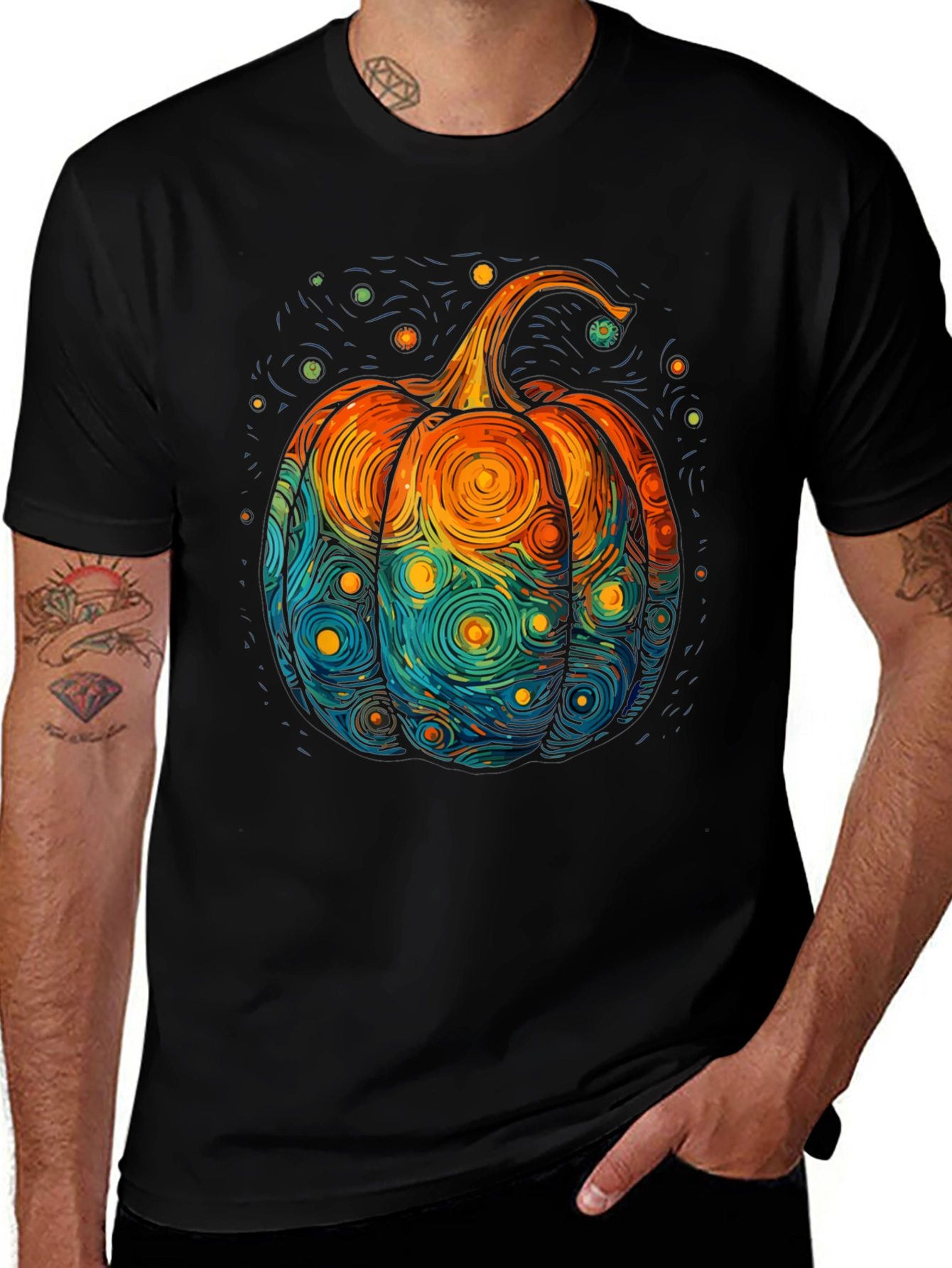 Van Gogh Pumpkin T-Shirt - Artistic Halloween Tee