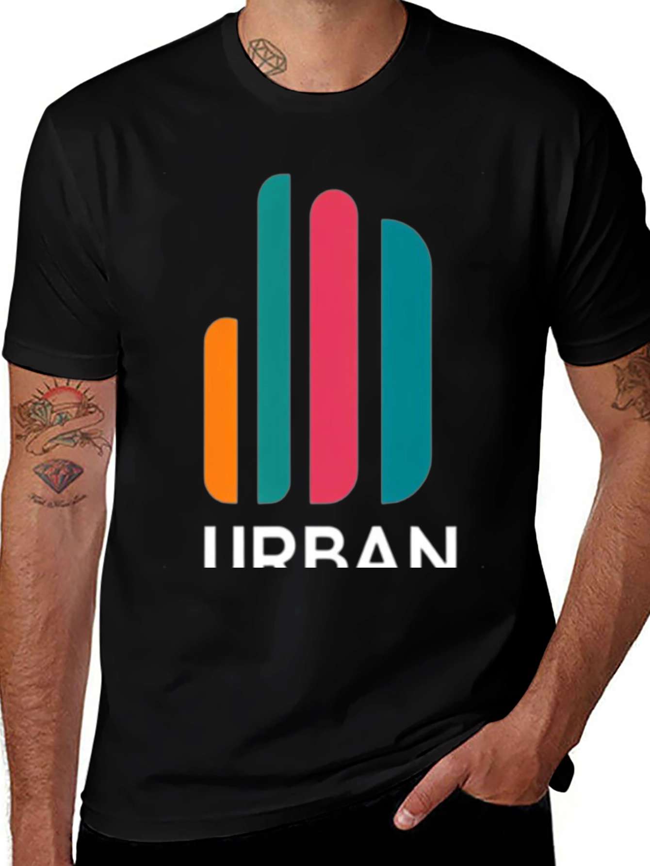 Variant 14 of Urban Graphic Tee - Modern Stripe Design
