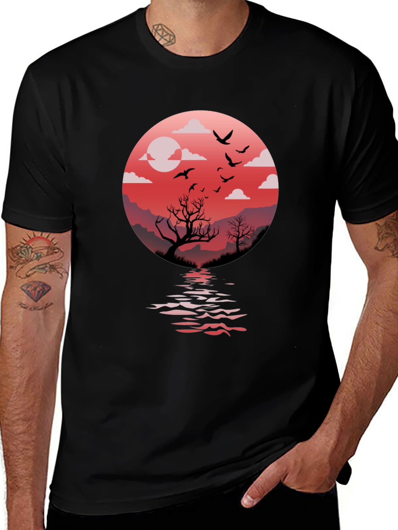 Variant 9 of Sunset Silhouette Graphic T-Shirt