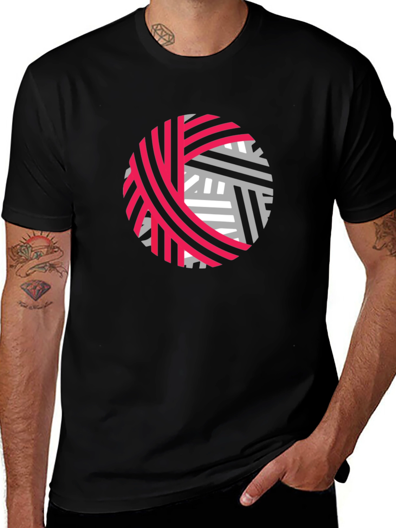 Variant 5 of Abstract Yarn Ball Graphic Tee - Black