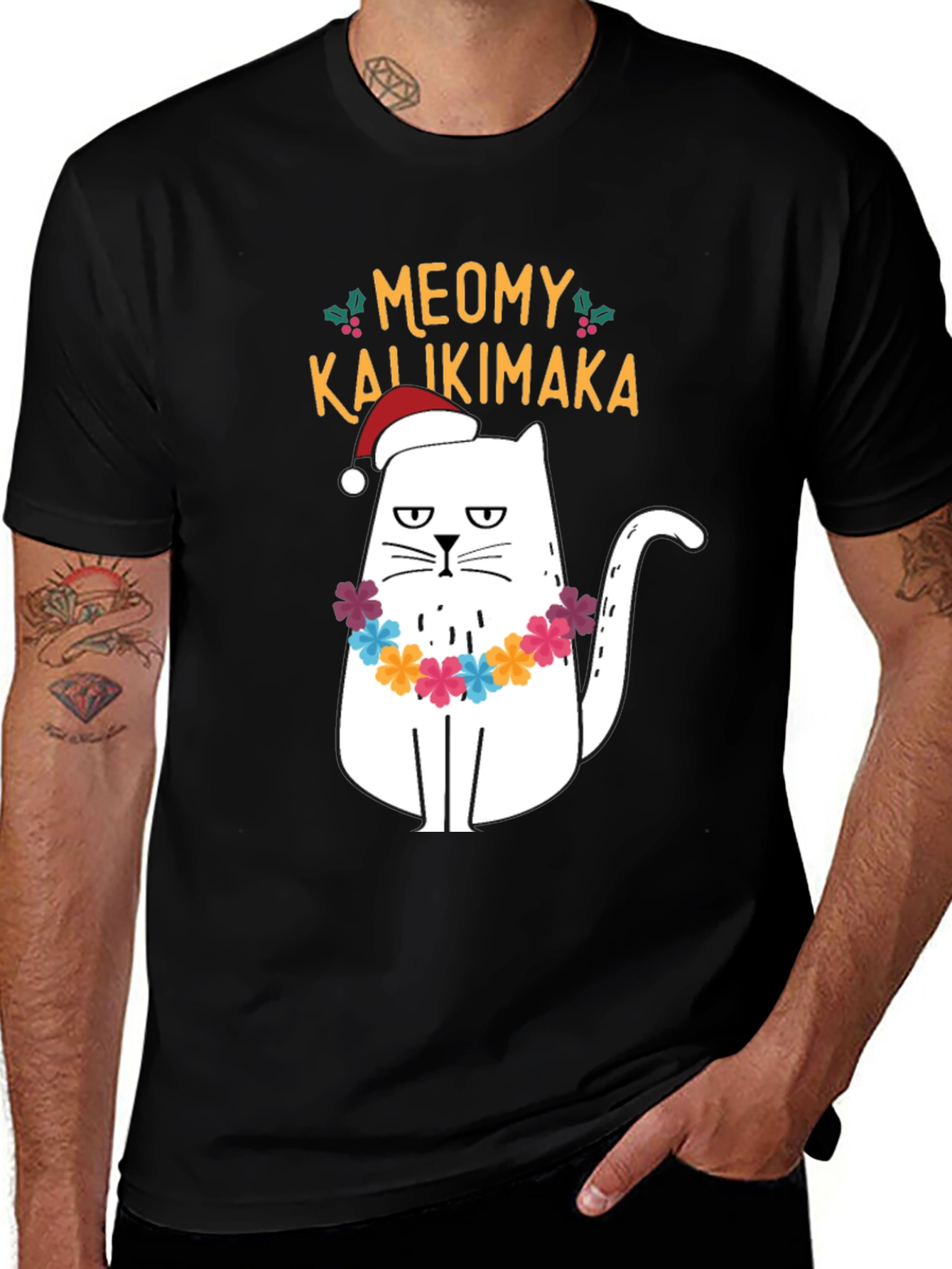 Meowy Kalikimaka Cat Christmas T-Shirt