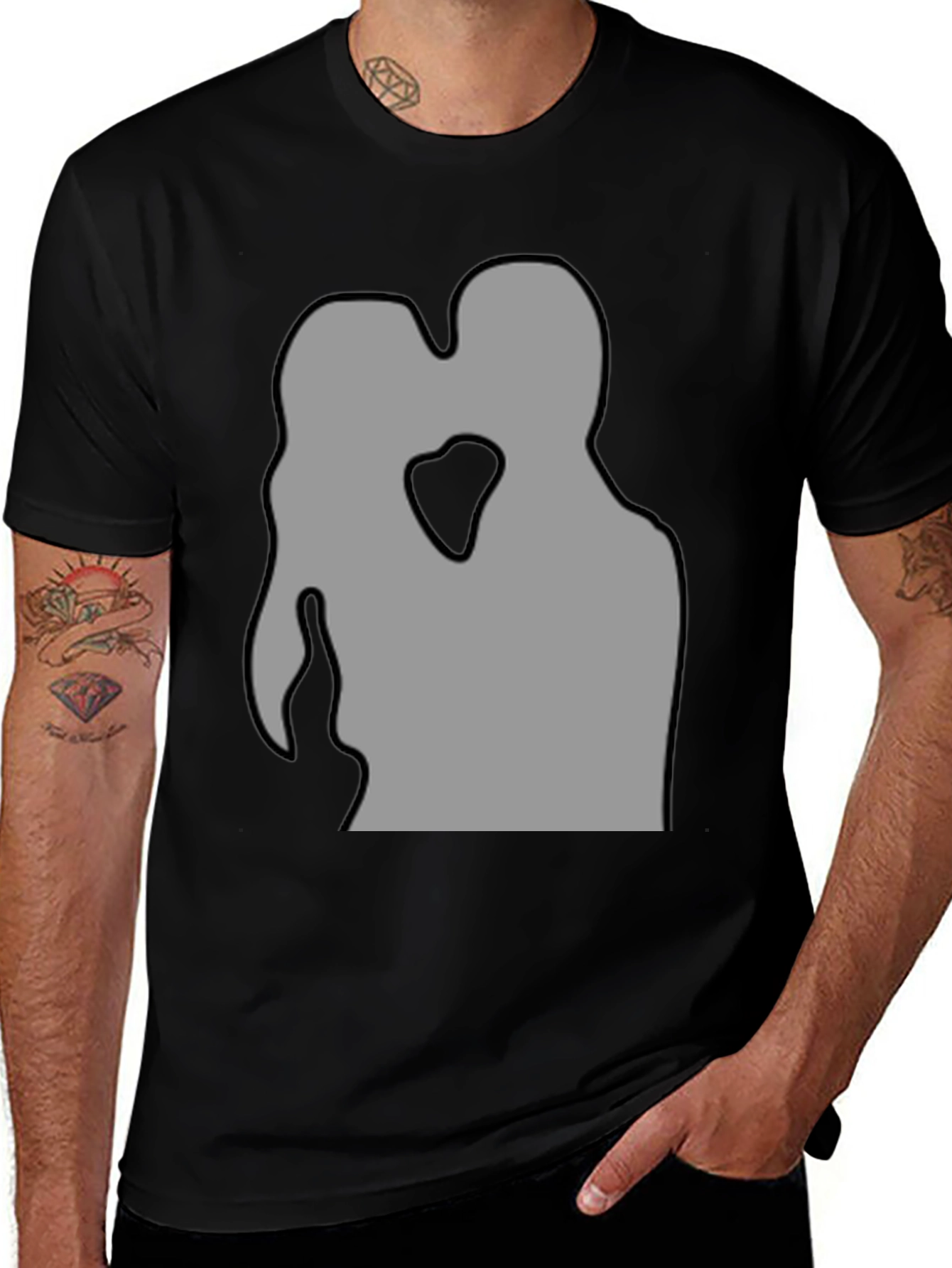 Variant 16 of Romantic Embrace Graphic Tee - Black