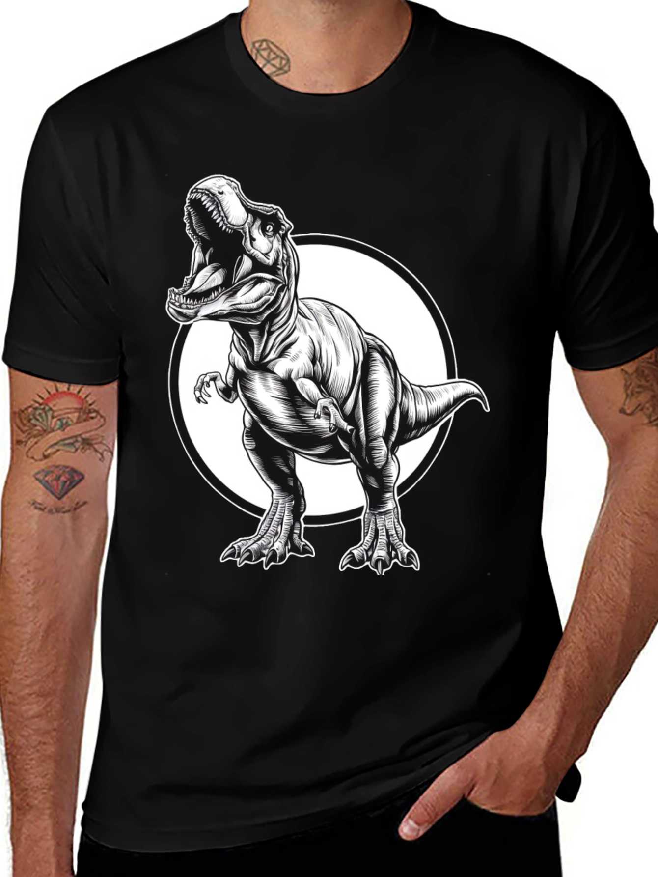 Variant 24 of T-Rex Graphic Tee - Black Cotton Dinosaur Shirt