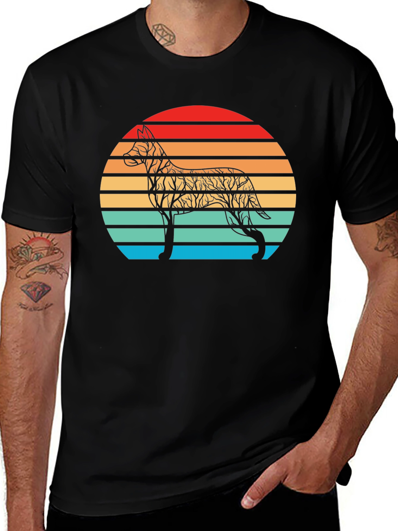 Variant 29 of Dog Sunset Silhouette Tee - Unique Graphic T-Shirt
