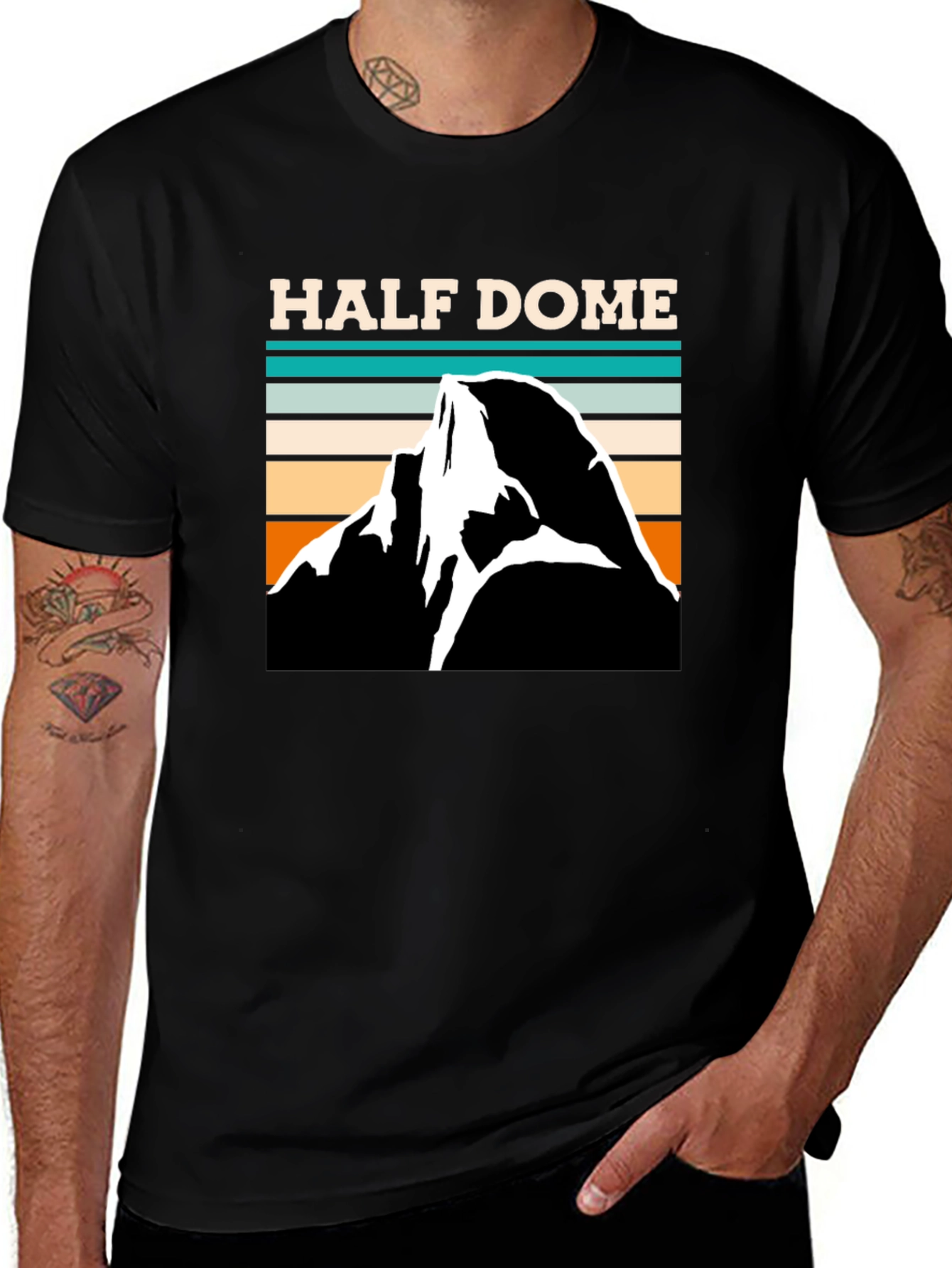 Variant 17 of Half Dome Retro Graphic Tee - Black Cotton T-Shirt