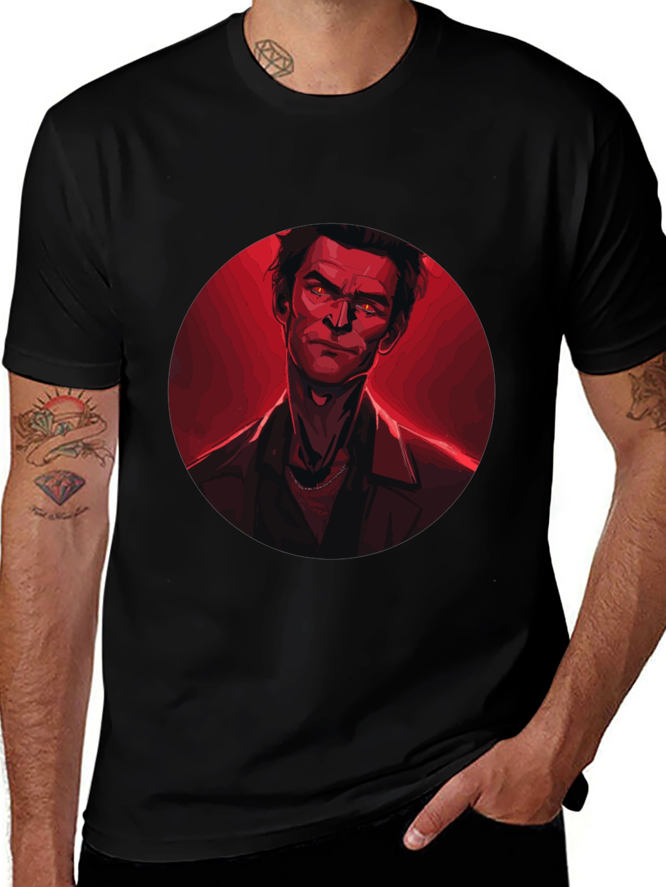 Variant 12 of Red Devil Portrait Graphic Tee - Bold & Edgy Design