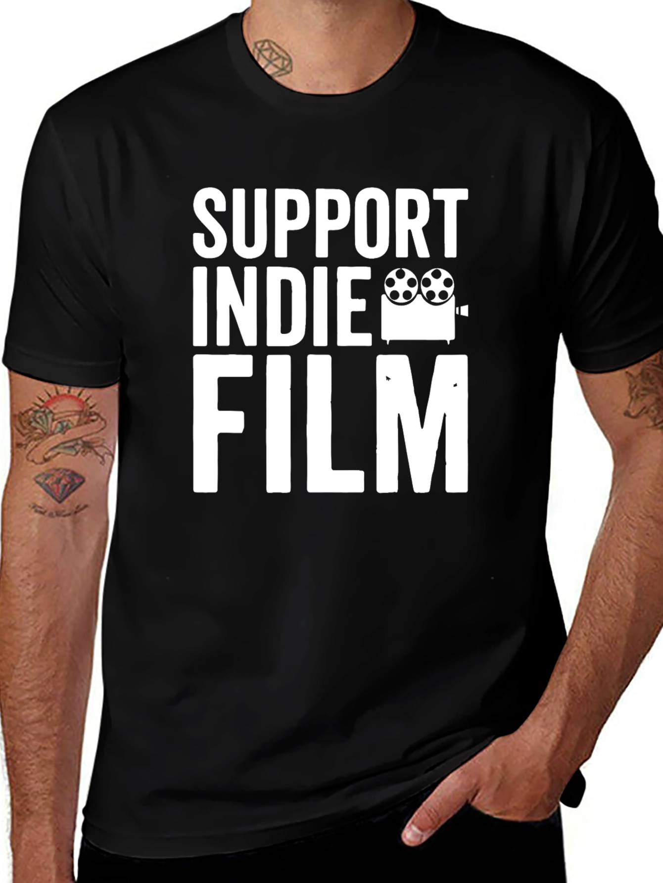 Variant 24 of Support Indie Film Graphic Tee - Black Cotton T-Shirt