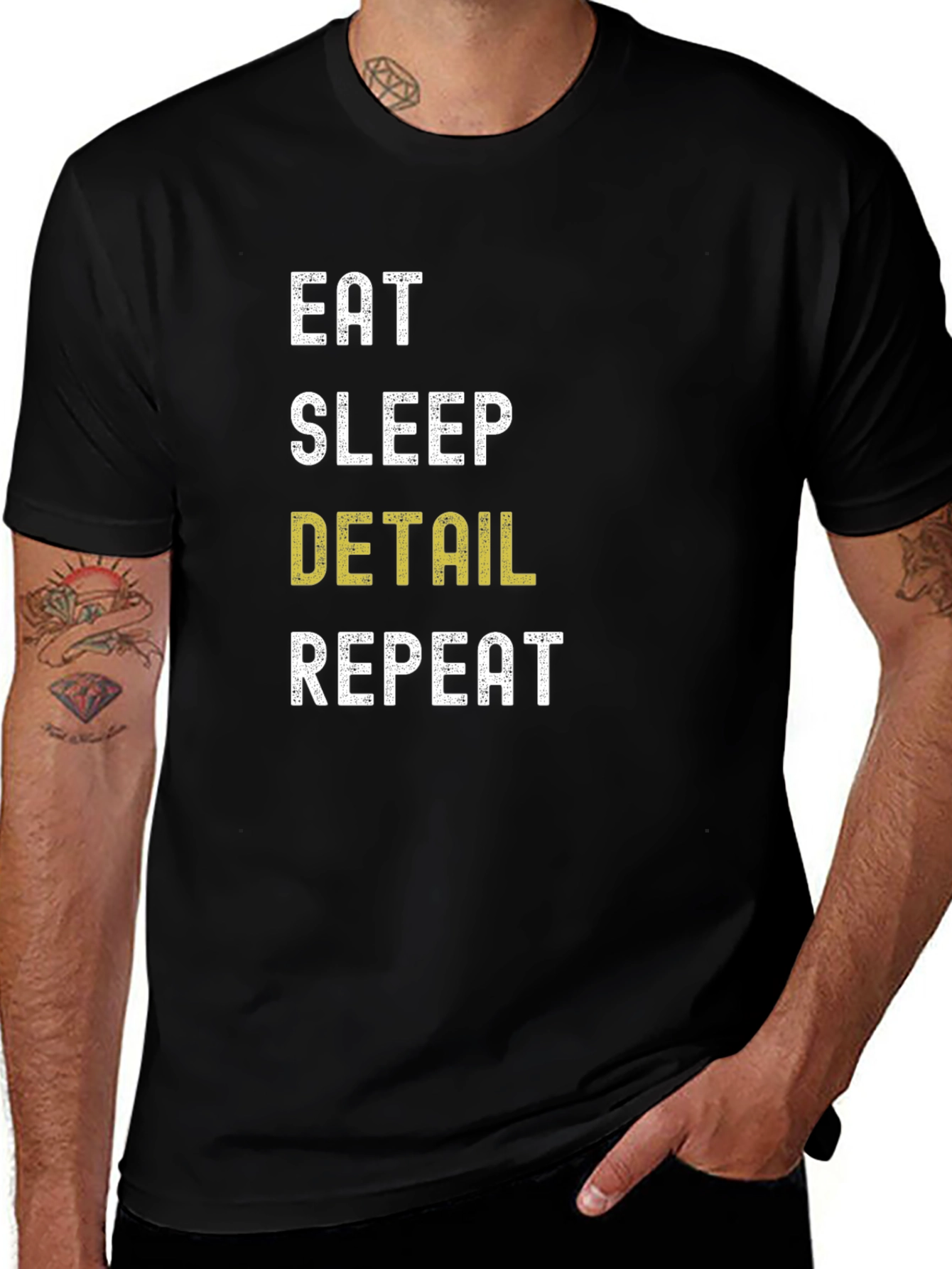 Black Eat Sleep Detail Repeat Black T-Shirt main image