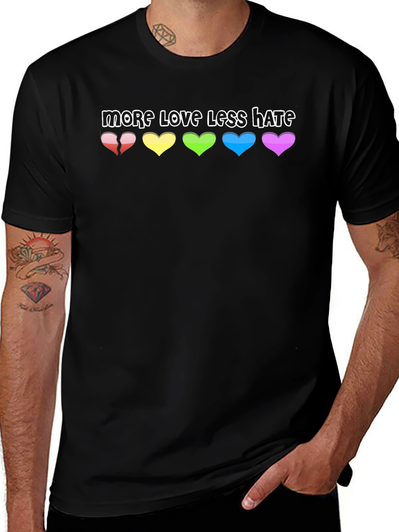 Black More Love Less Hate Graphic Tee main image