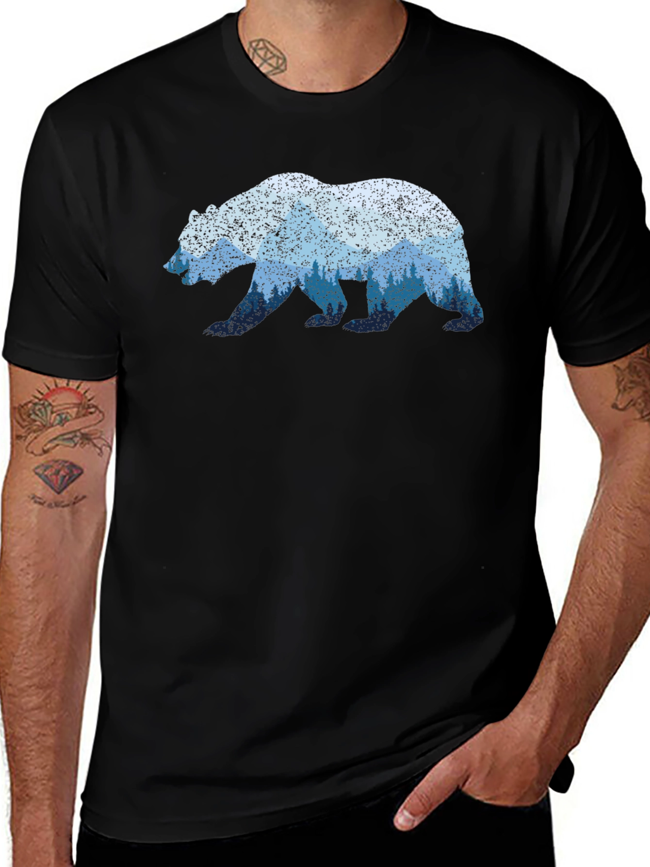 Variant 2 of Bear Silhouette Forest Graphic Tee - Nature Lover's T-Shirt