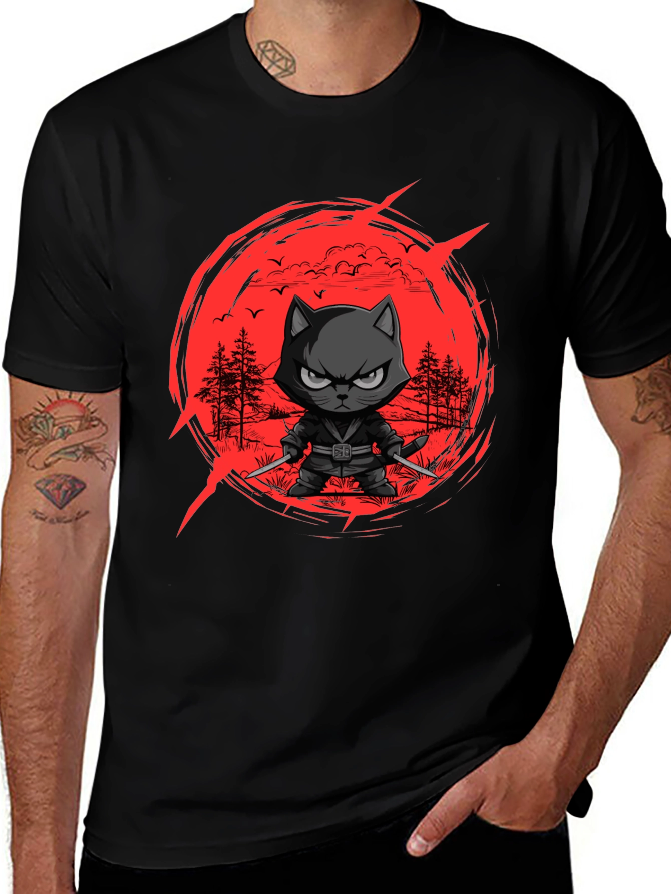 Ninja Cat T-Shirt - Samurai Warrior Tee