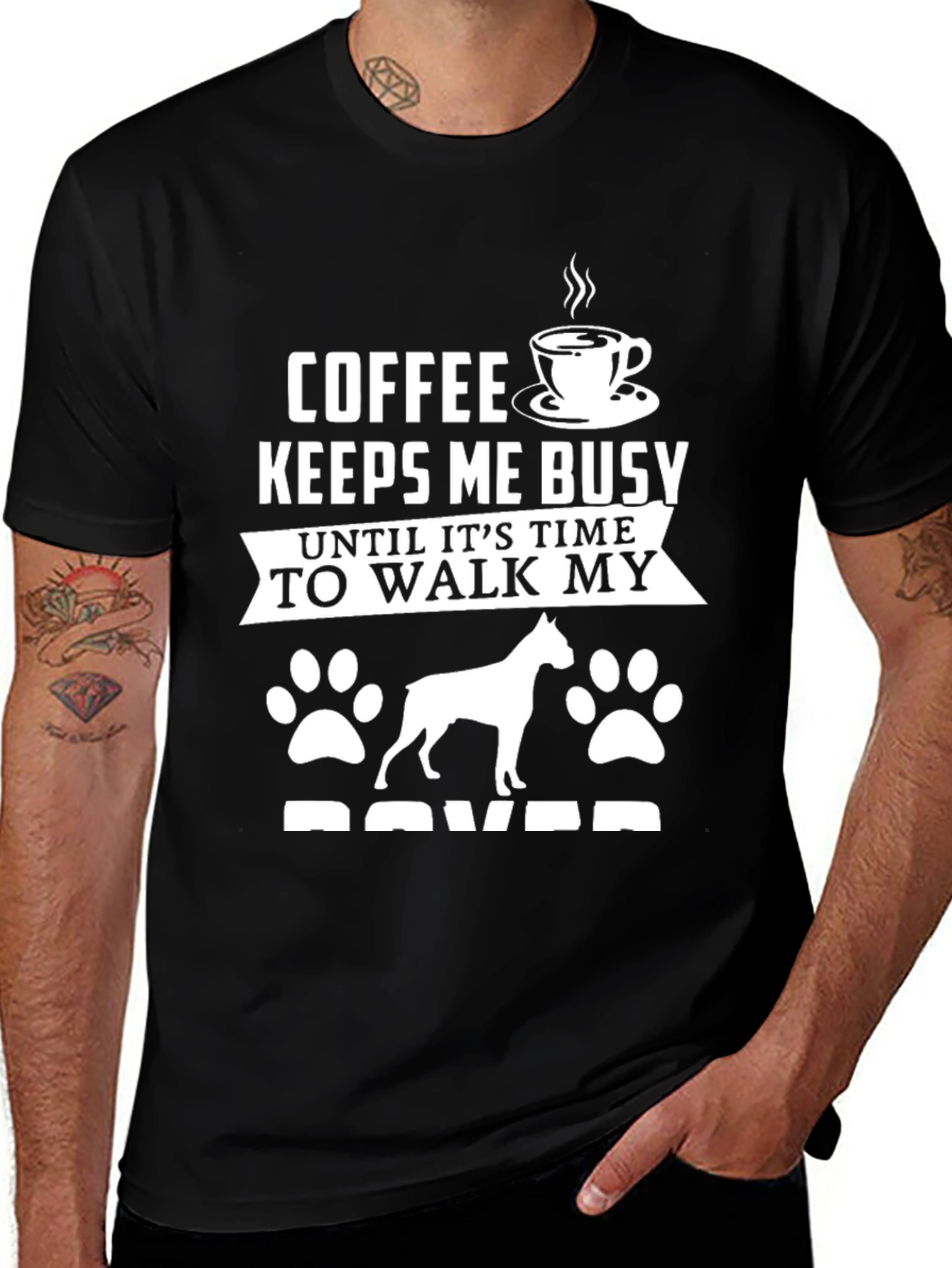 Variant 13 of Coffee and Dog T-Shirt - Boxer Lover Tee