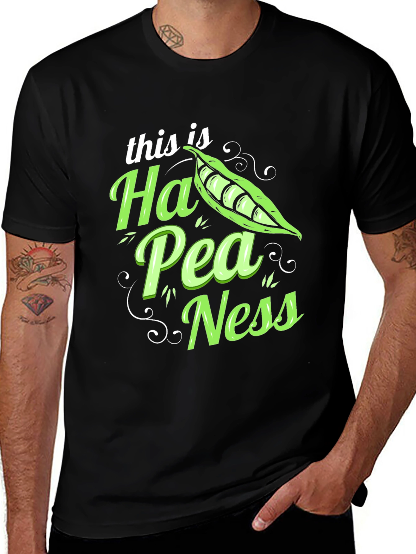 Variant 26 of Ha-Pea-Ness Funny Pun Black T-Shirt