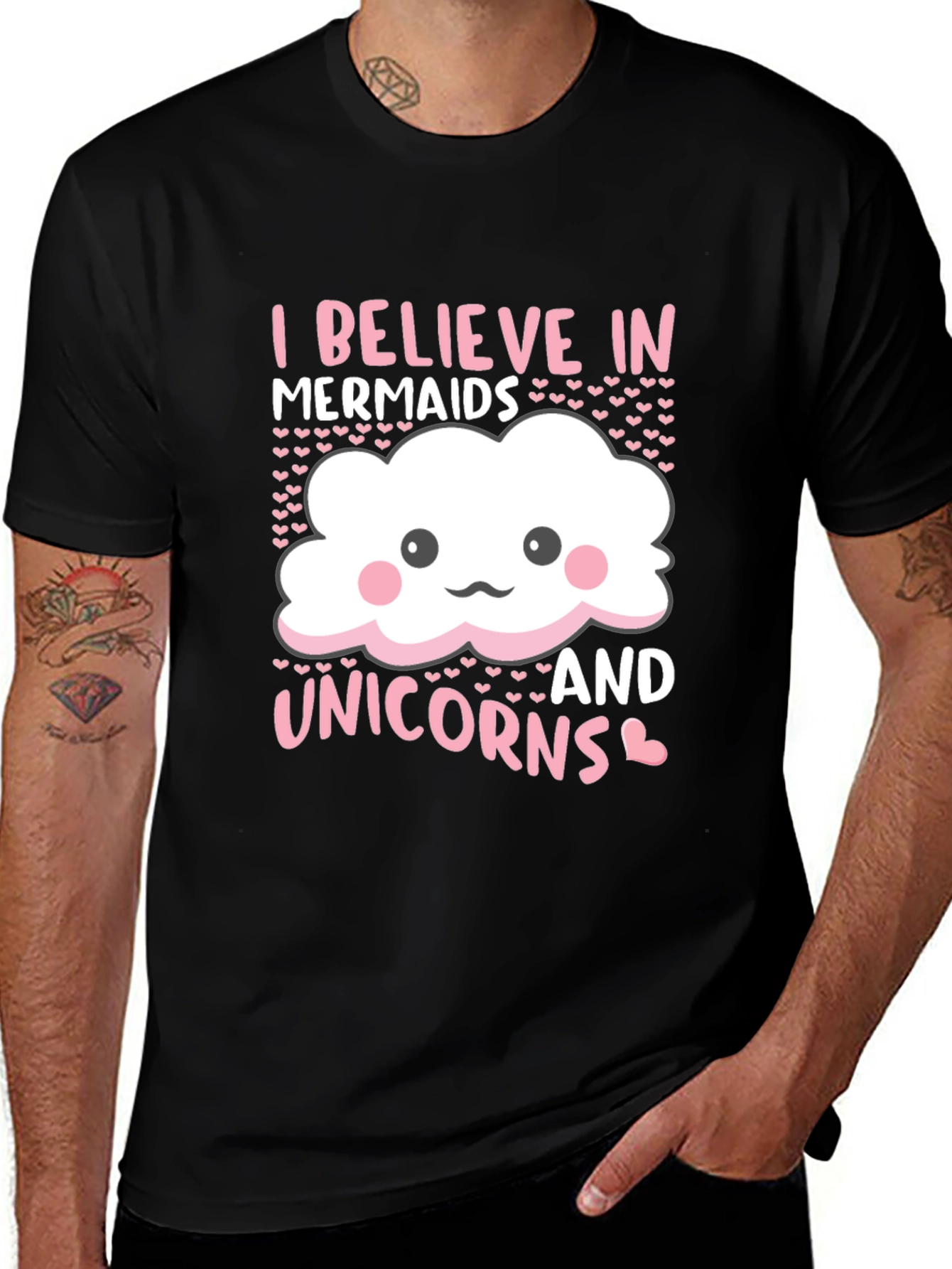 Believe in Mermaids & Unicorns Black T-Shirt