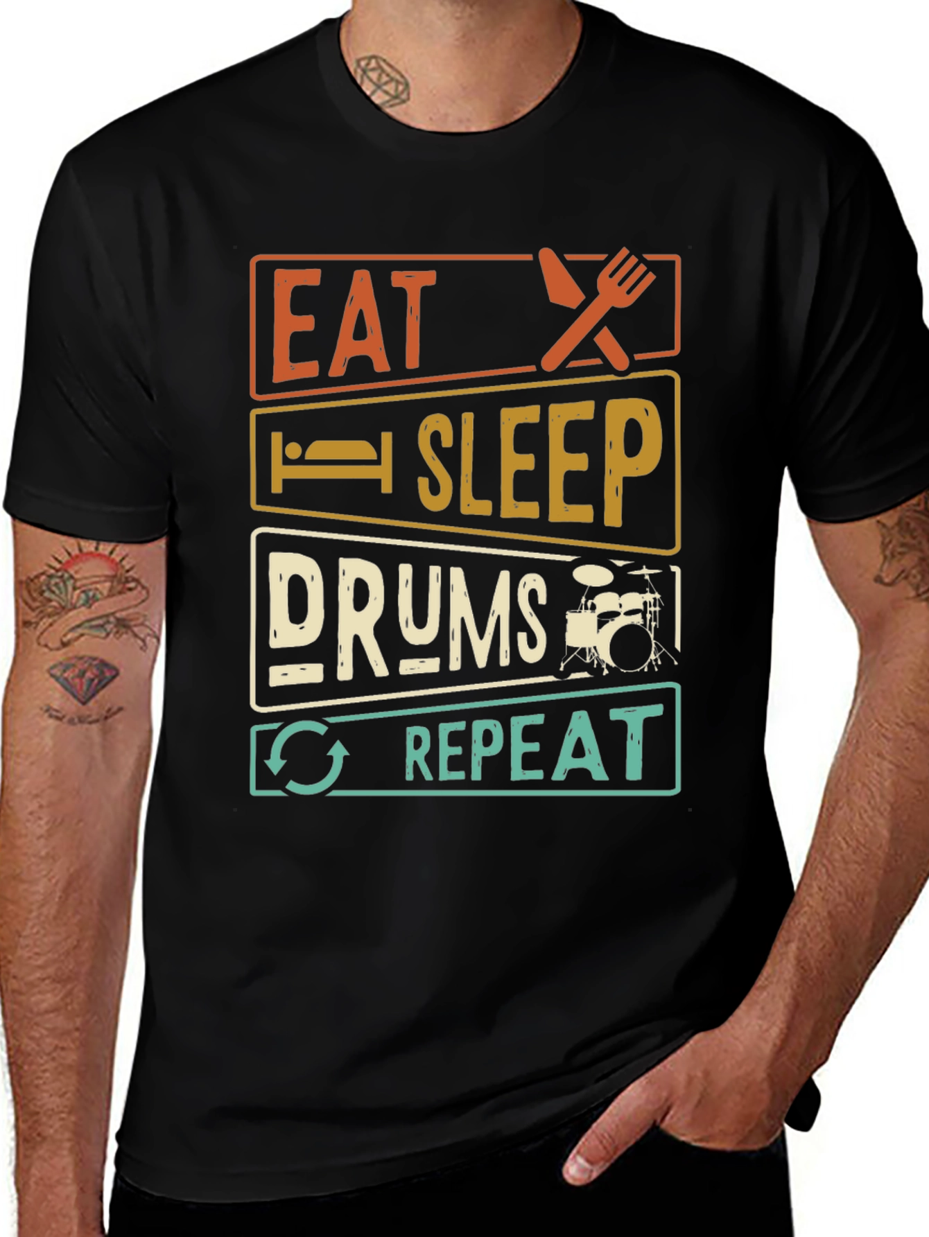 Variant 4 of Eat Sleep Drums Repeat Graphic Tee