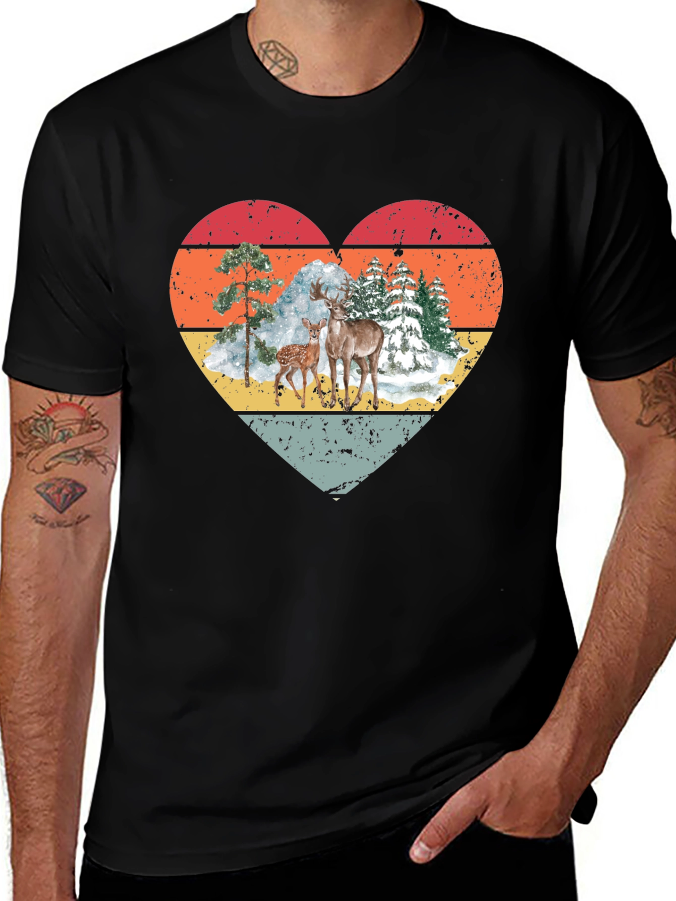Variant 18 of Deer Heart Graphic Tee - Nature Lover Shirt