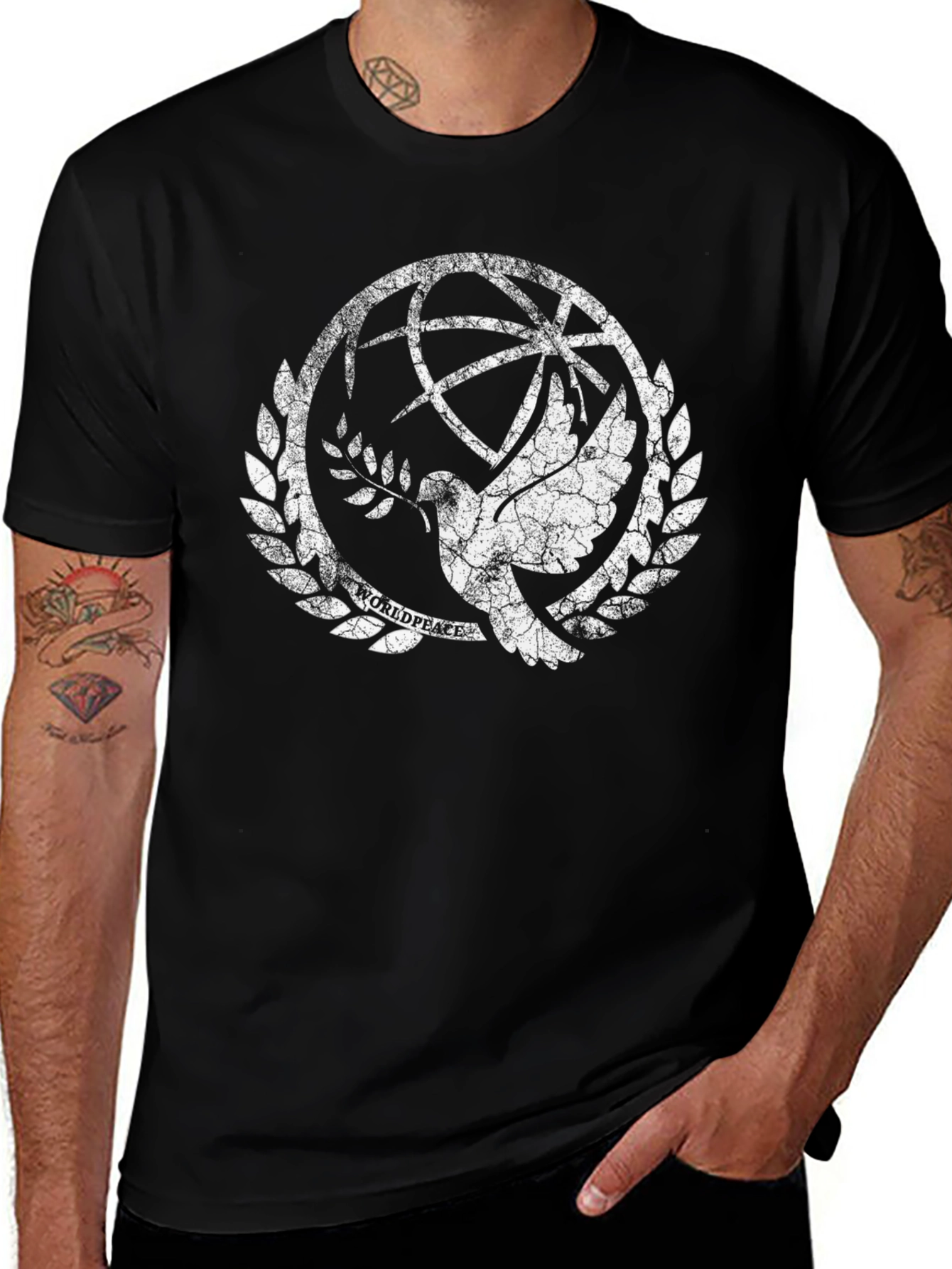 Variant 29 of World Peace Dove Graphic Tee - Black Cotton T-Shirt