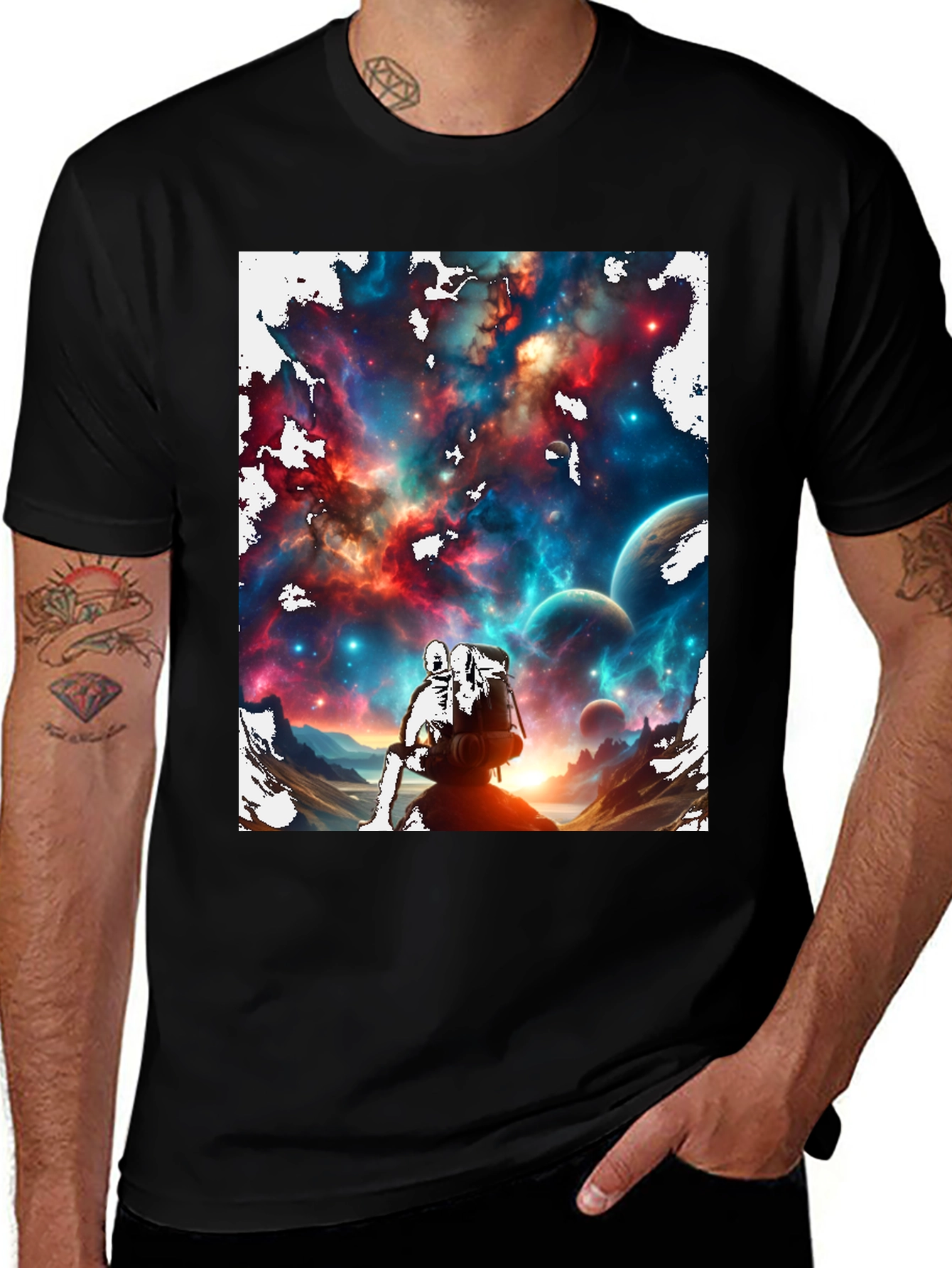 Variant 15 of Astronaut Galaxy Graphic Black T-Shirt