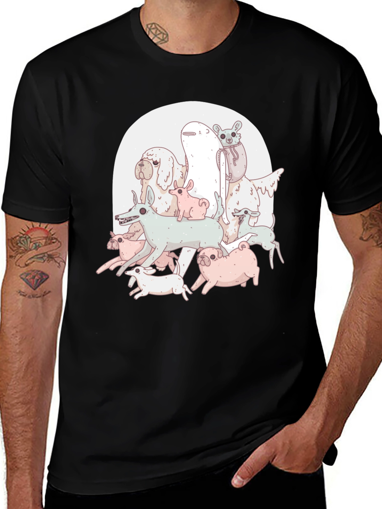 Variant 7 of Dog Pile Graphic Tee - Black Unisex