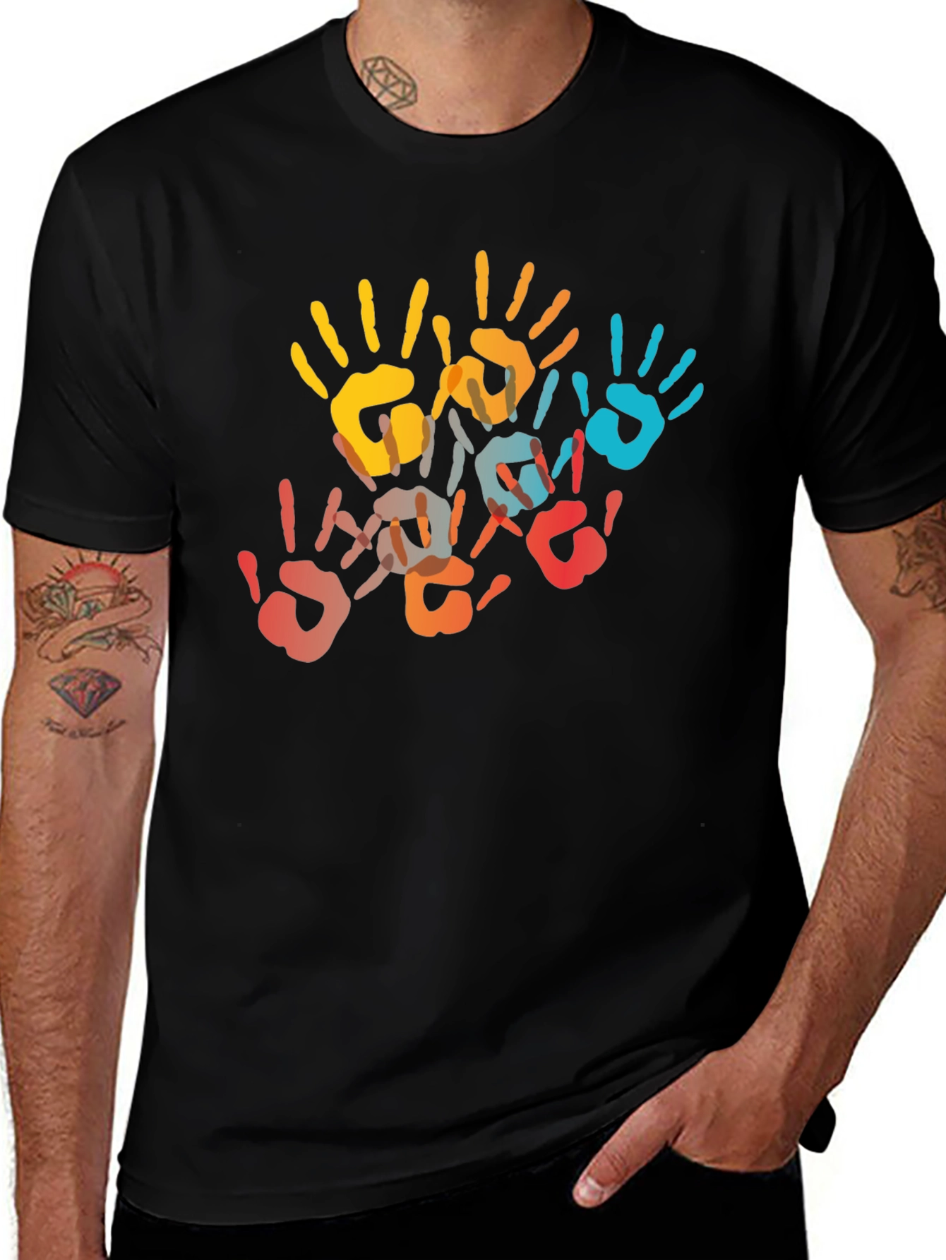 Variant 15 of Colorful Handprint Graphic Tee - Unisex