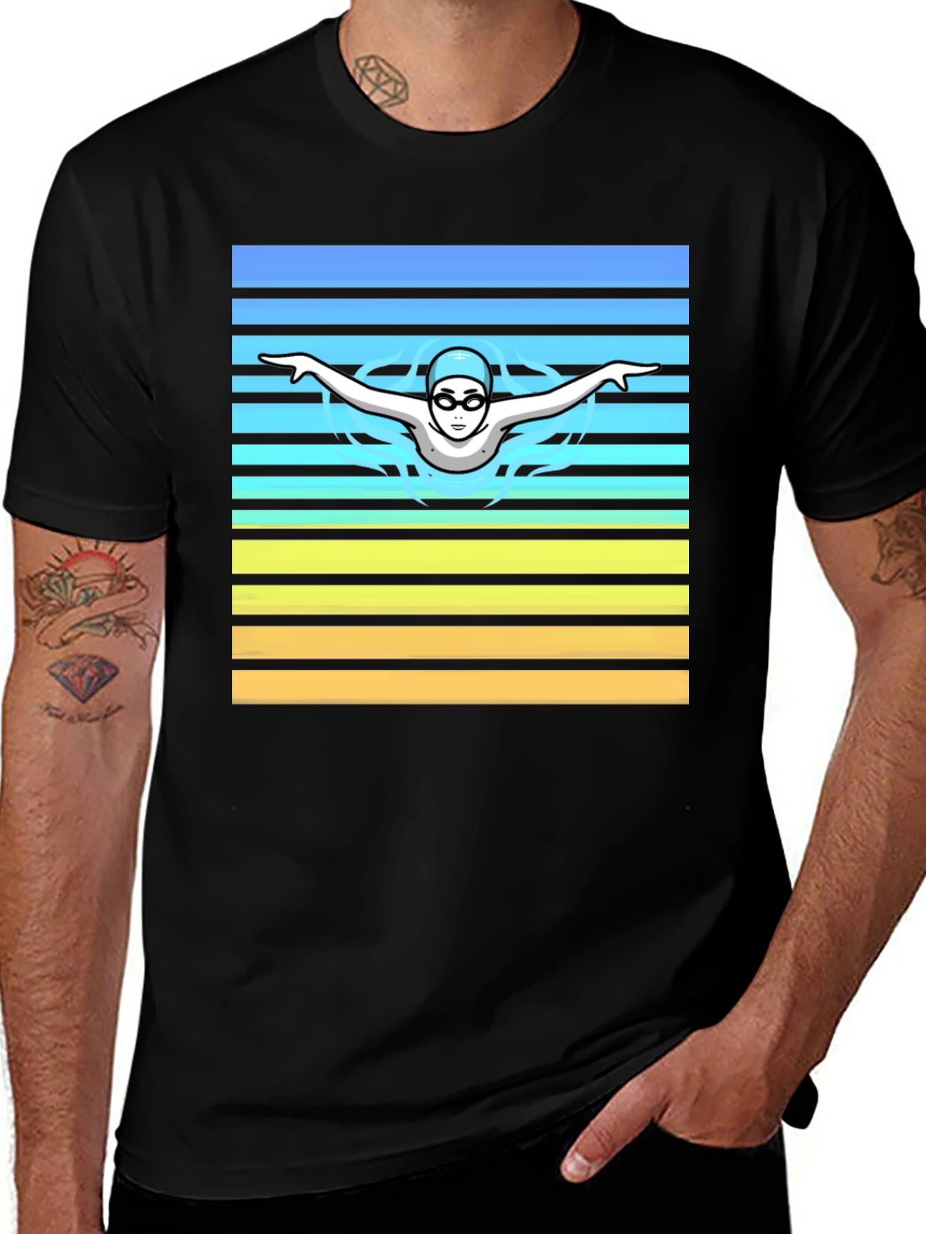 Variant 27 of Swimmer Graphic Tee - Retro Style