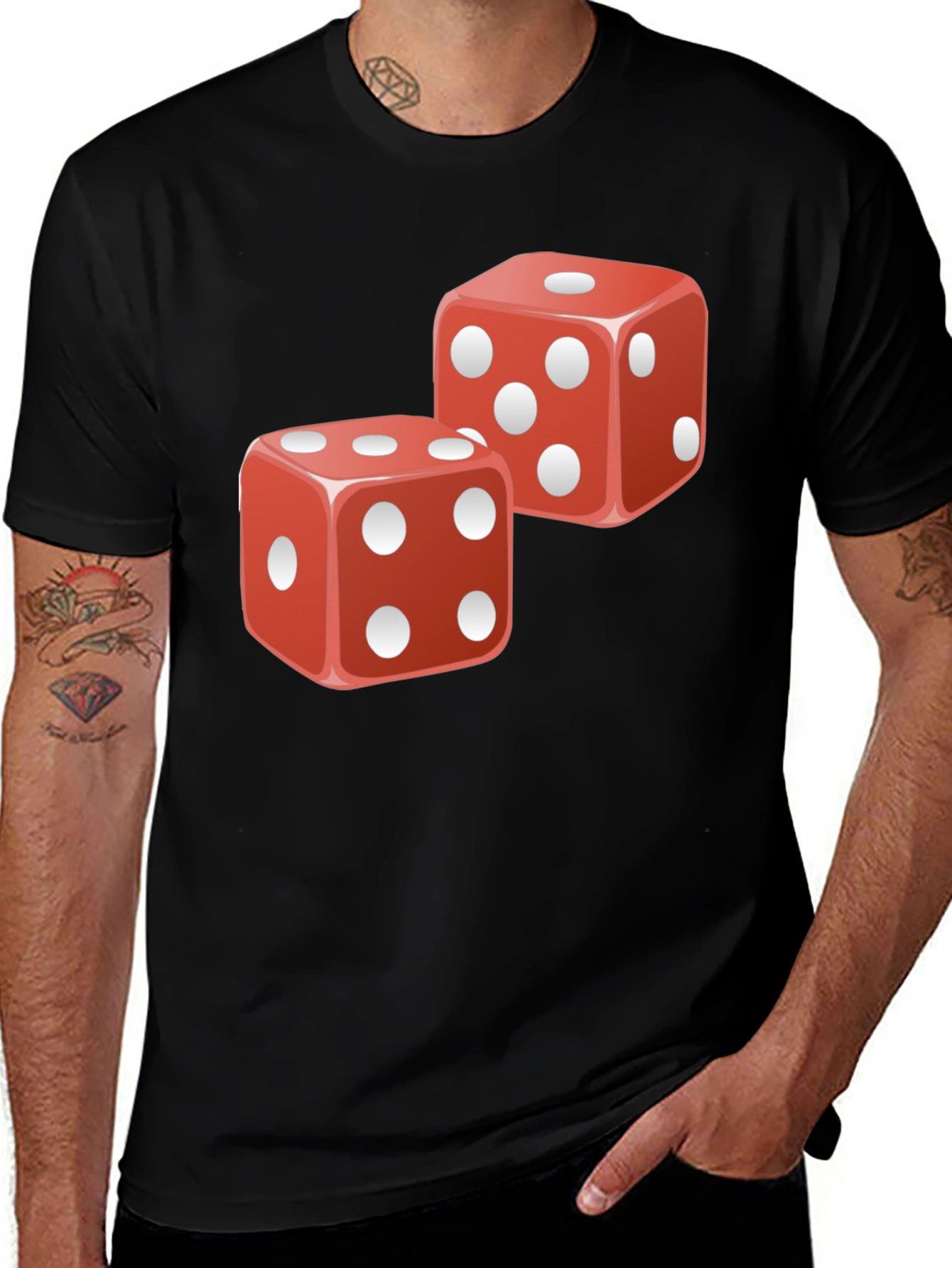 Lucky Dice Graphic T-Shirt - Black Cotton Tee