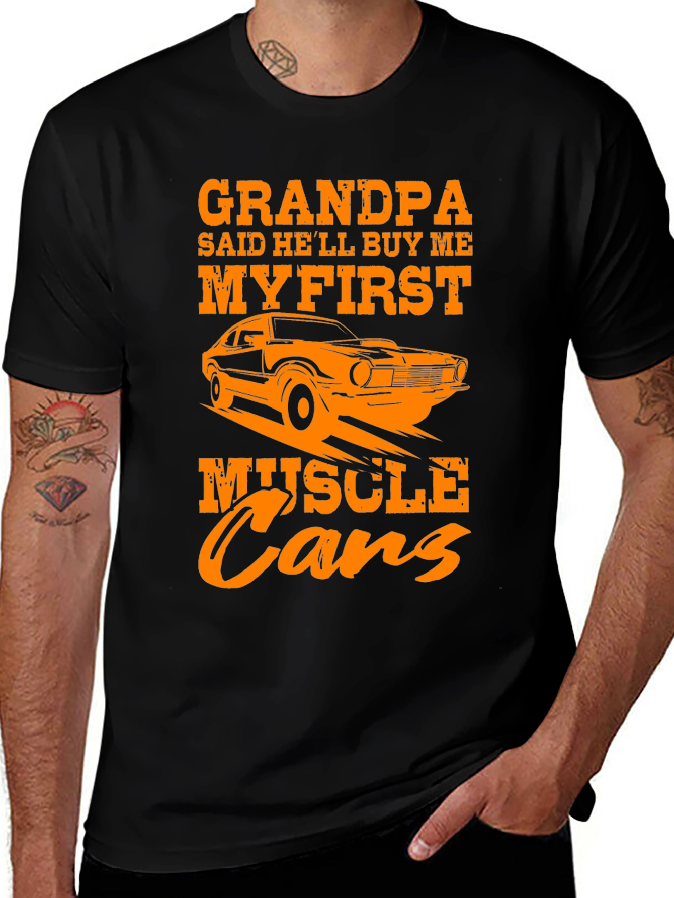 Variant 10 of Grandpa's First Muscle Car Black T-Shirt
