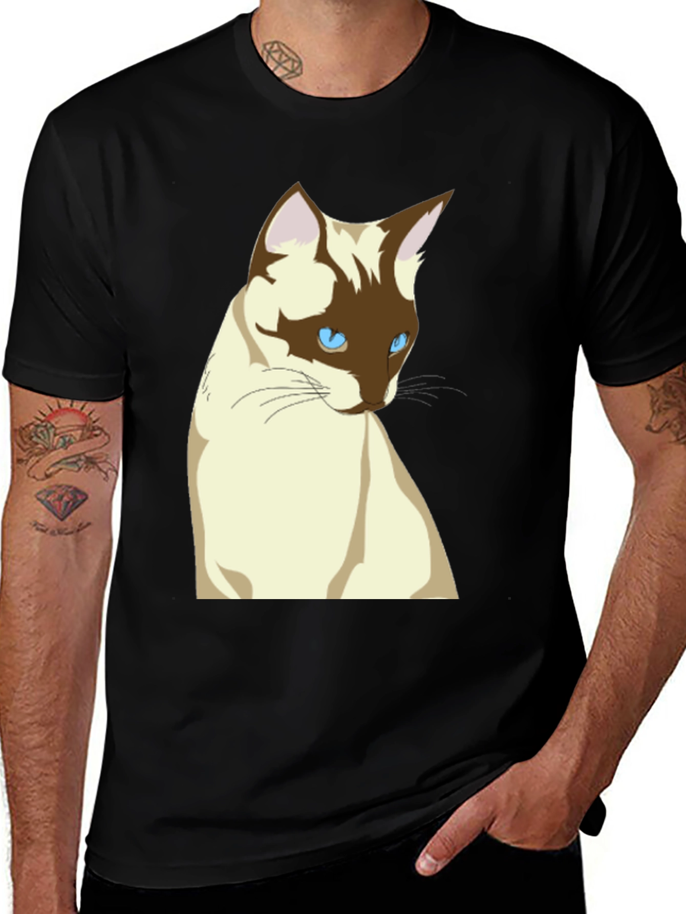 Siamese Cat Graphic T-Shirt - Unisex Black Tee