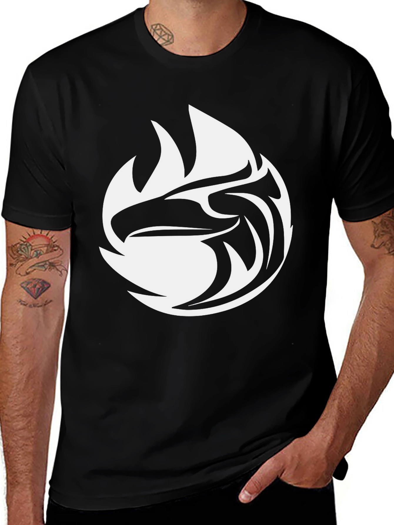 Variant 17 of Black Tee with White Eagle Graphic